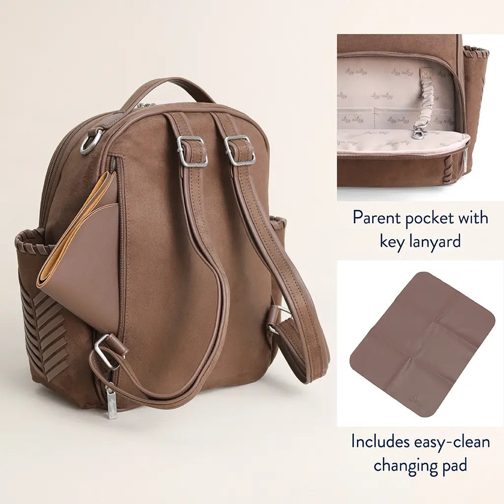 Small Tube Feeding Backpack | Aspen , Vegan Leather | Small, 12” | For Enteralite Infinity, Kangaroo Joey/Omni, TPN