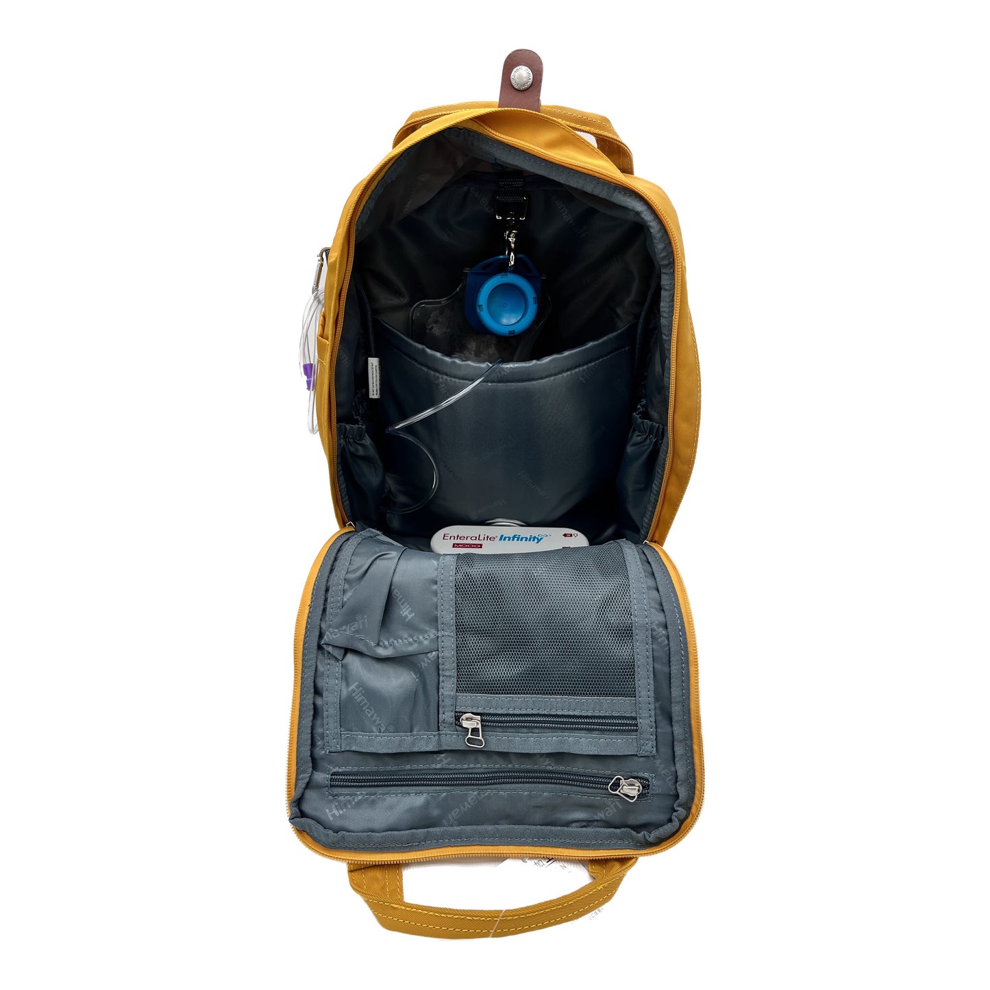 Medium Feeding Tube Backpack | Mustard Yellow | Adapted for Kangaroo Joey and Enteralite Infinity | 14”