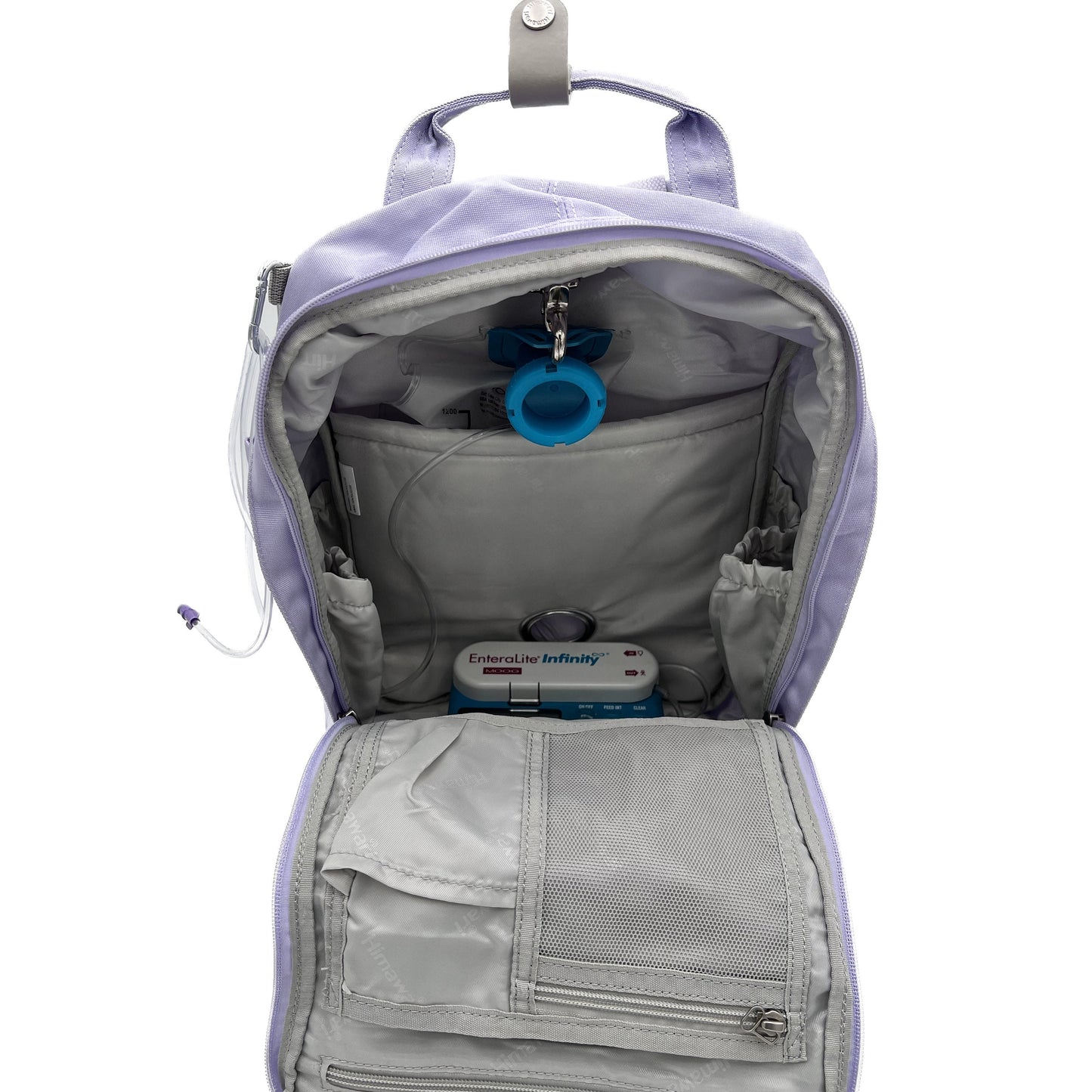 Medium Feeding Tube Backpack | Light Lavender | Adapted for Kangaroo Joey and Enteralite Infinity | 14”