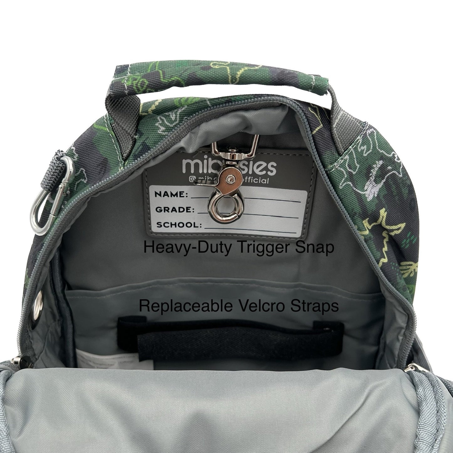 Small Feeding Tube Backpack | Green Camo Dinosaur | For EnteraLite Infinity Feeding Pump, Kangaroo Joey / Omni | 12”