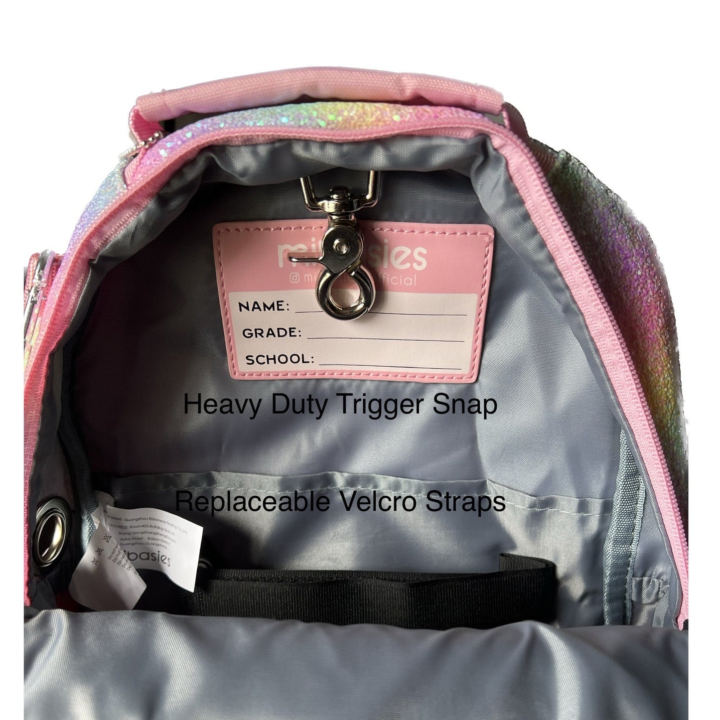 Small Feeding Tube Backpack | Pink Glitter Rainbow | For EnteraLite Infinity Feeding Pump | 12”