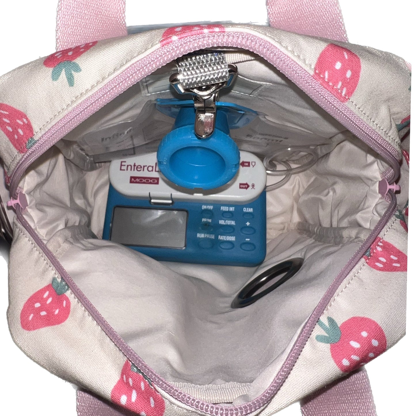 Toddler Sized Tube Feeding Backpack | 500ML | for EnteraLite Infinity Pump | XS | Strawberries and Cream