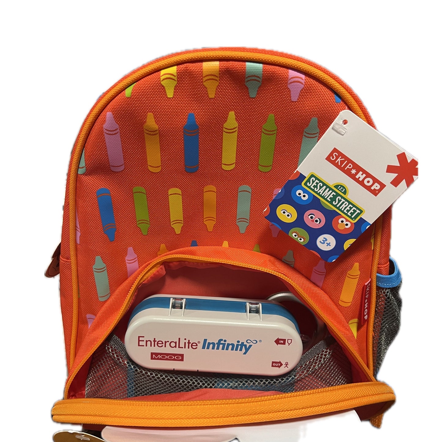 Small Feeding Tube Backpack | Red Monster | For EnteraLite Infinity Feeding Pump | 12”