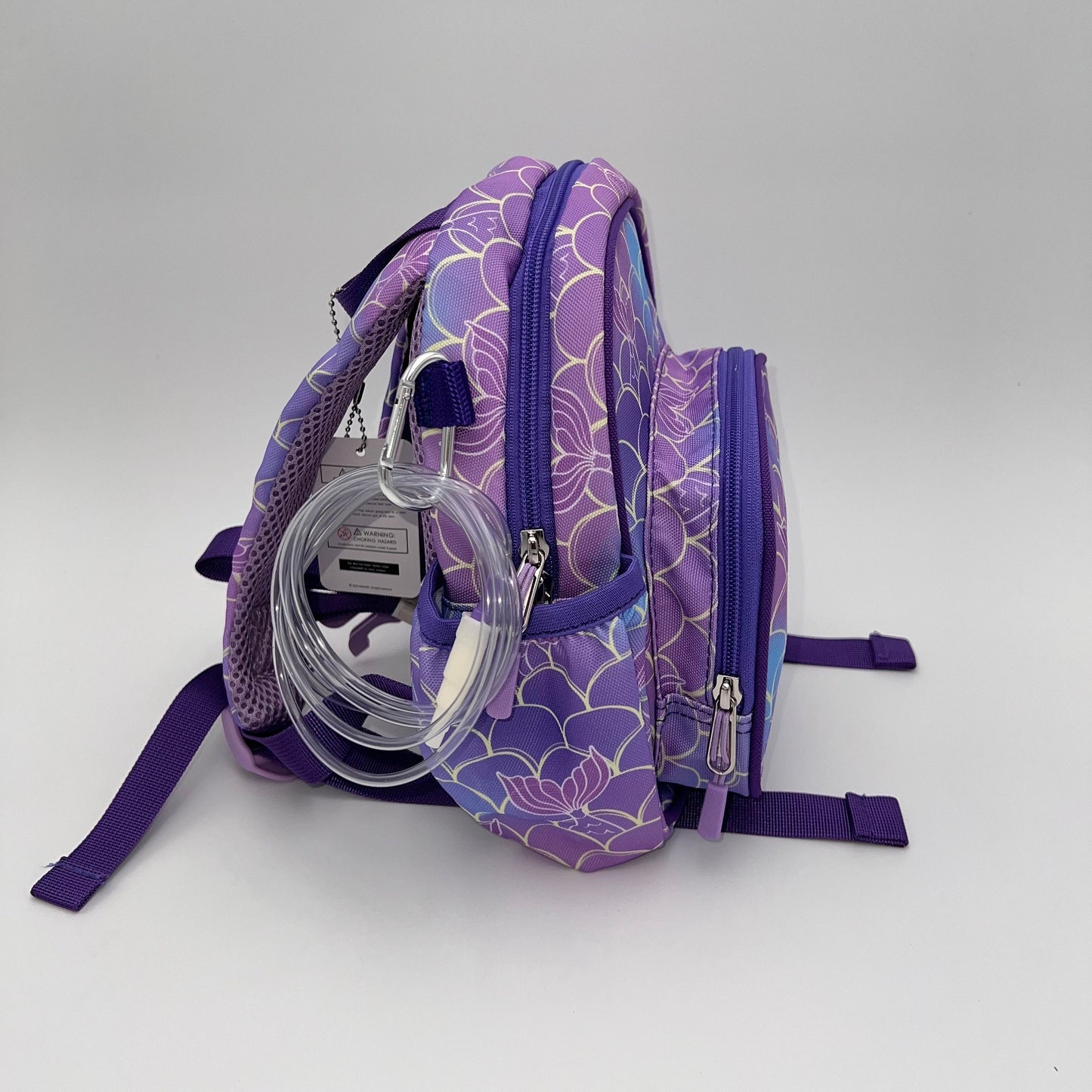 Infant Sized Tube Feeding Backpackwith leash | 500ML | for EnteraLite Infinity Pump | XS 9.5” | Purple Mermaid