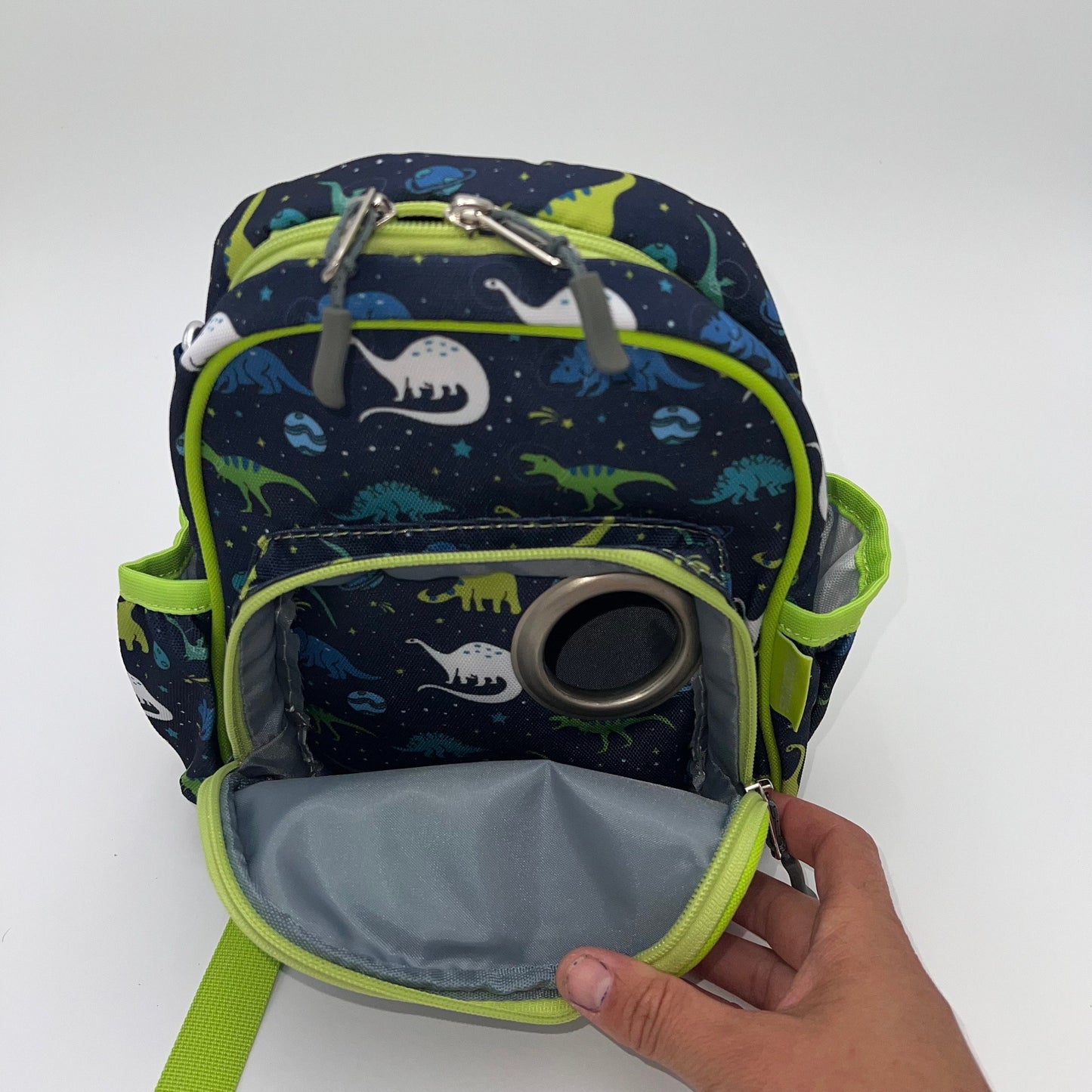 Infant Sized Tube Feeding Backpack with Leash | 500ML | for EnteraLite Infinity Pump | XS 9.5” | Space Dinosaur
