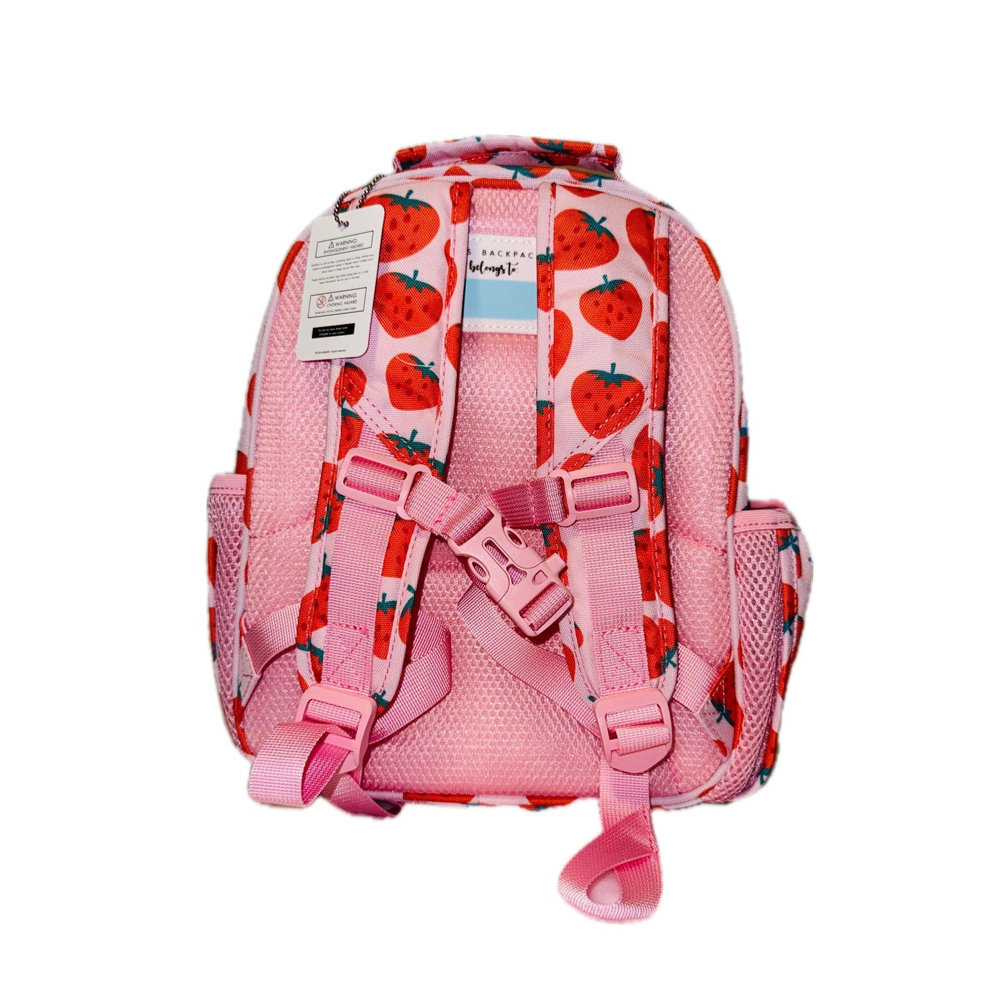Small Feeding Tube Backpack | Pink Strawberries | For EnteraLite Infinity Feeding Pump, Kangaroo Joey / Omni | 12”