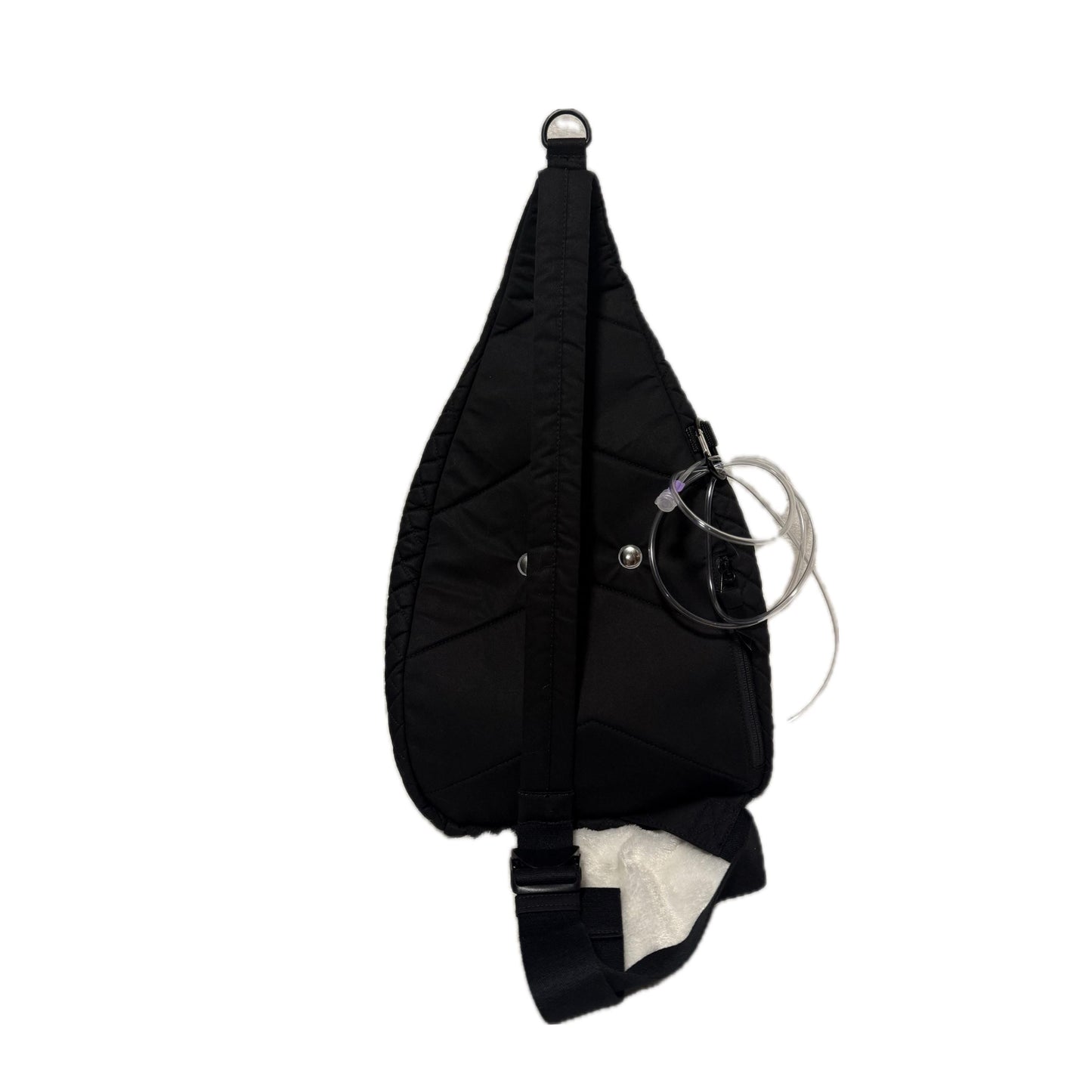 Medium Tube Feed Crossbody Bag | Waxed Canvas | Quilted Black | 15” For Enteralite Infinity Pump and Kangaroo Omni