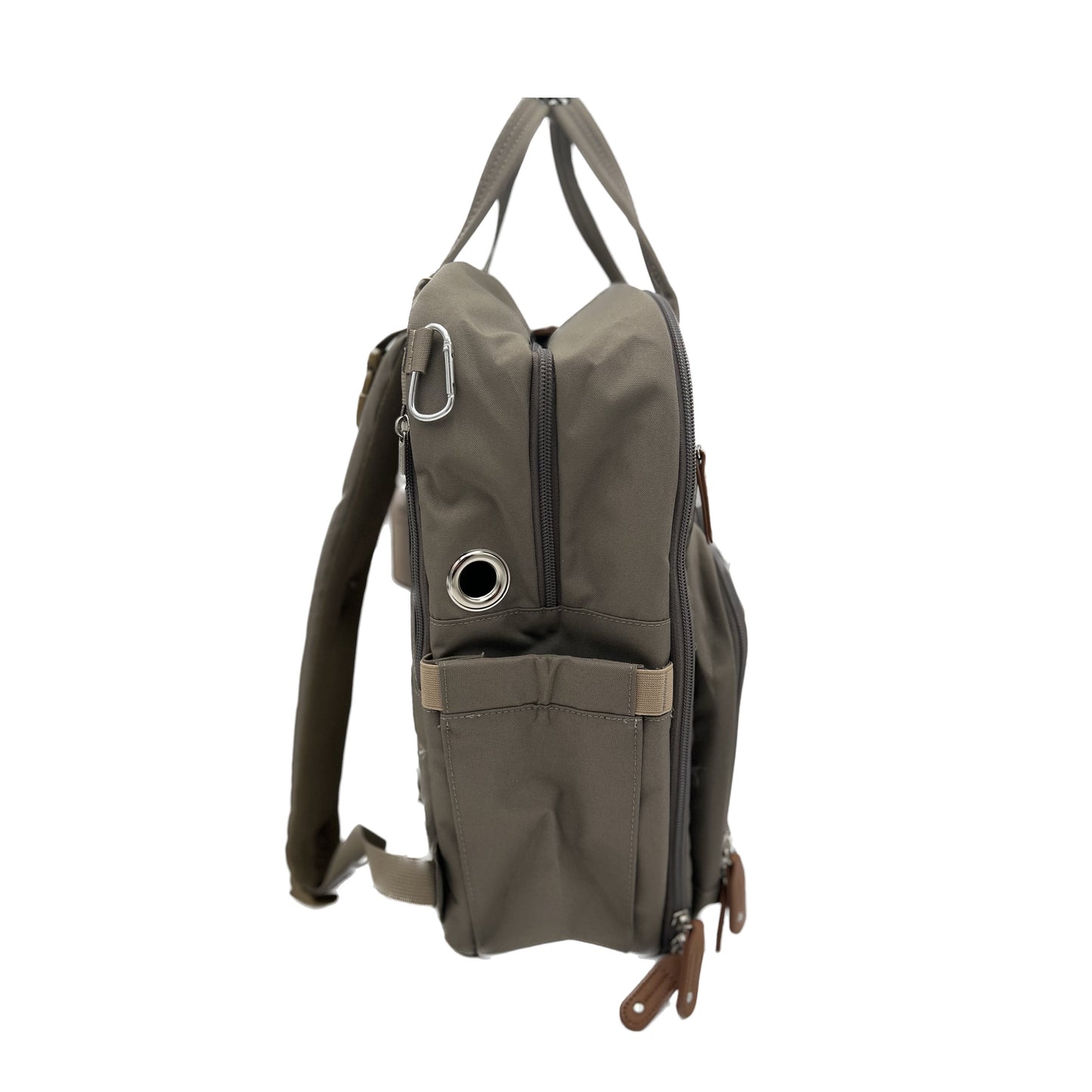 GTube Modified Tube Feeding Backpack | Khaki, Quilted | Large, 16.5” | Adapted for use with Enteralite Infinity and Kangaroo Joey