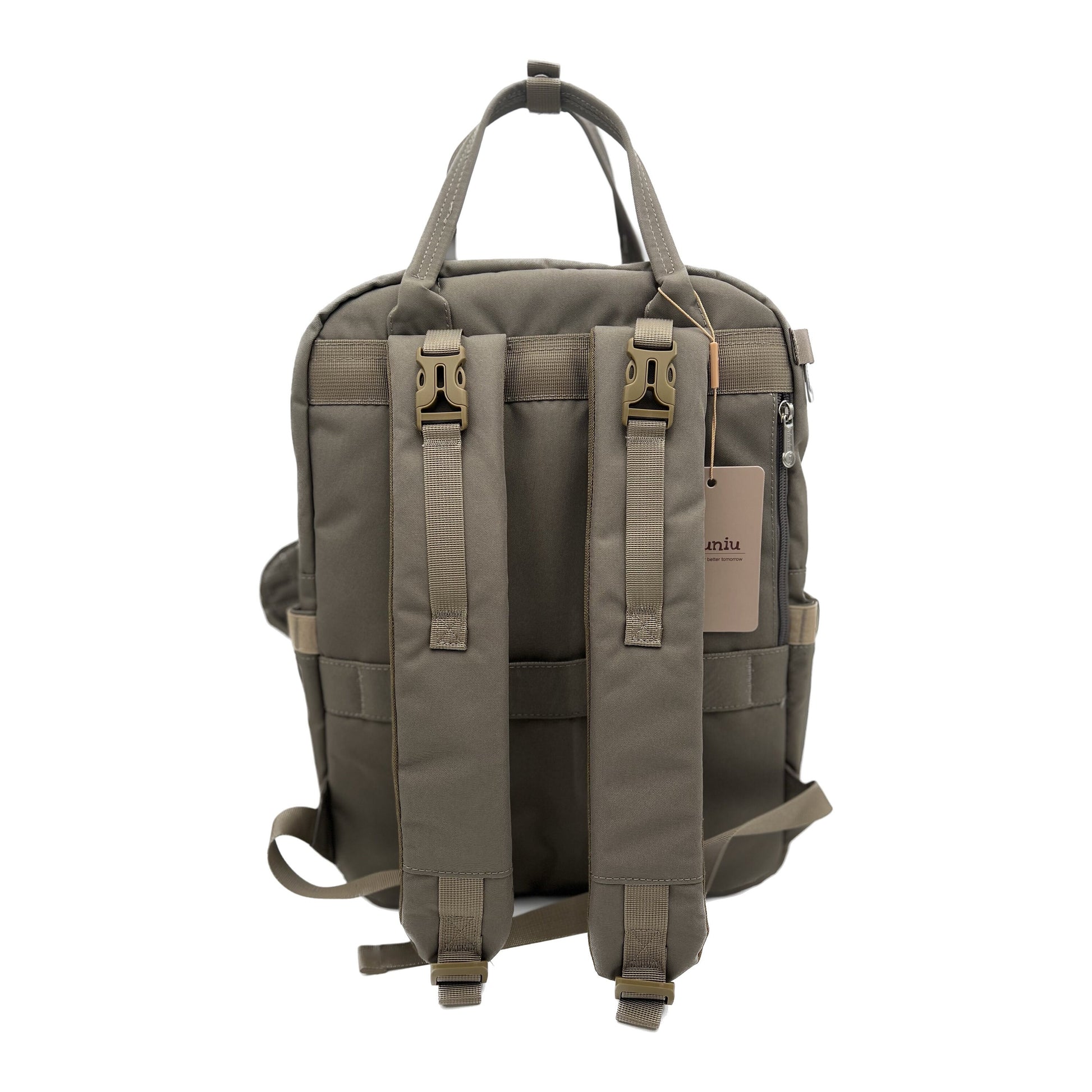 GTube Modified Tube Feeding Backpack | Khaki, Quilted | Large, 16.5” | Adapted for use with Enteralite Infinity and Kangaroo Joey