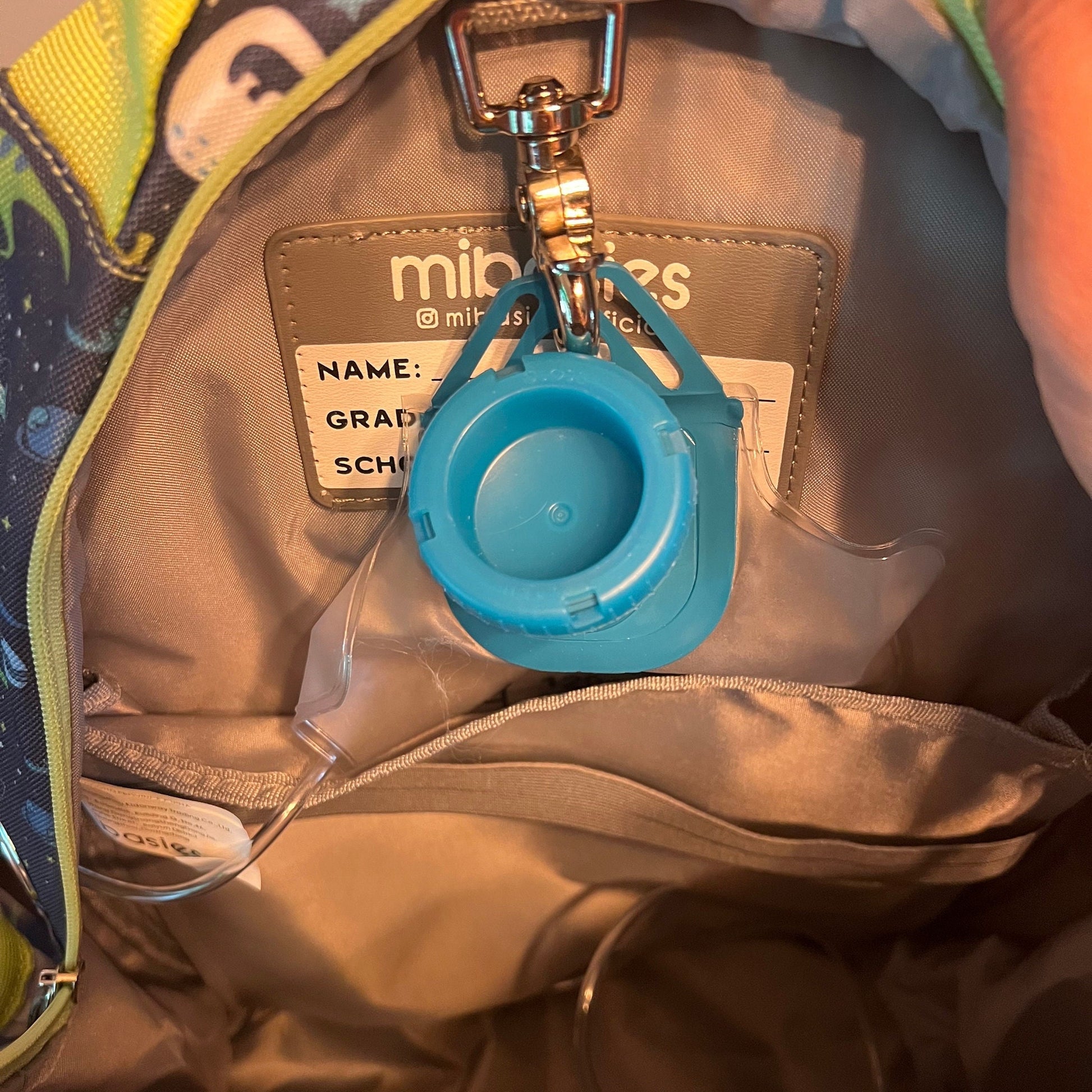 Medium/Large 15” | Gtube Modified Feeding Tube Backpack | Blue Dinosaur | For EnteraLite Infinity Feeding Pump