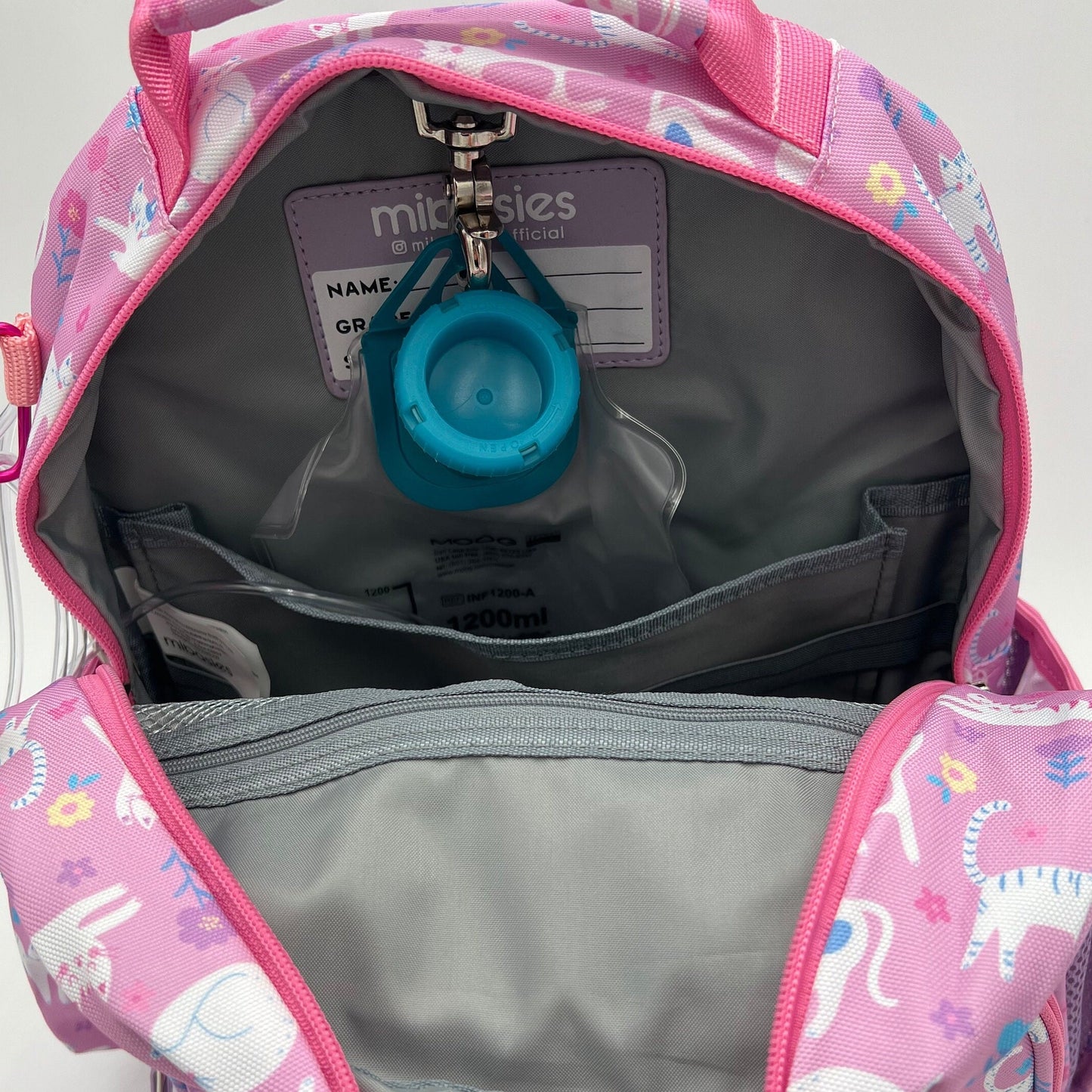 Medium/Large 15” | Gtube Modified Feeding Tube Backpack | Pink Cats | For EnteraLite Infinity Feeding Pump