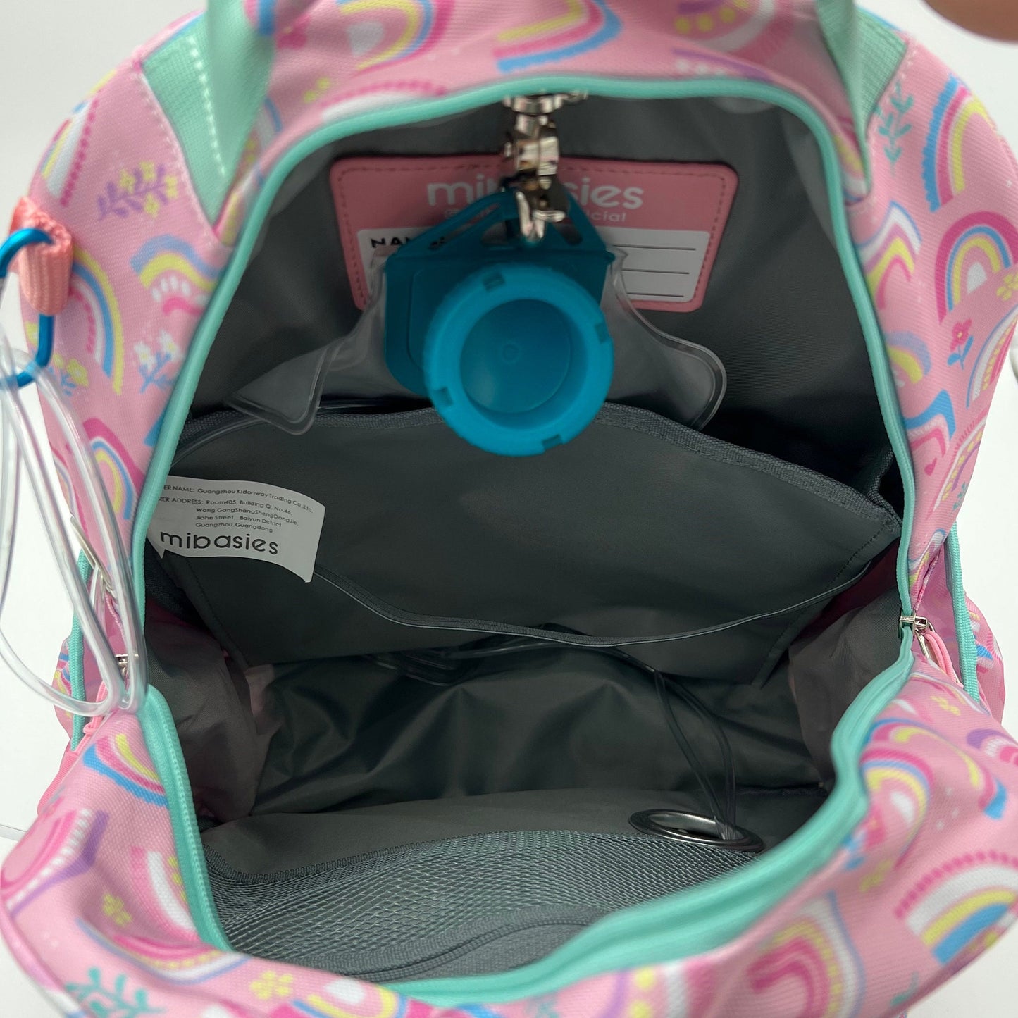 Medium/Large 15” | Gtube Modified Feeding Tube Backpack | Pink Rainbow | For EnteraLite Infinity Feeding Pump
