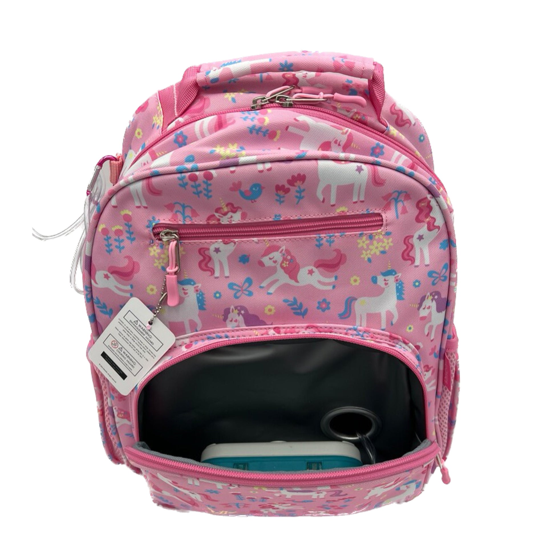 Medium/Large 15” | Gtube Modified Feeding Tube Backpack | Pink and Red Strawberry Checks | For Infinity, Omni, and Joey Feeding Pump