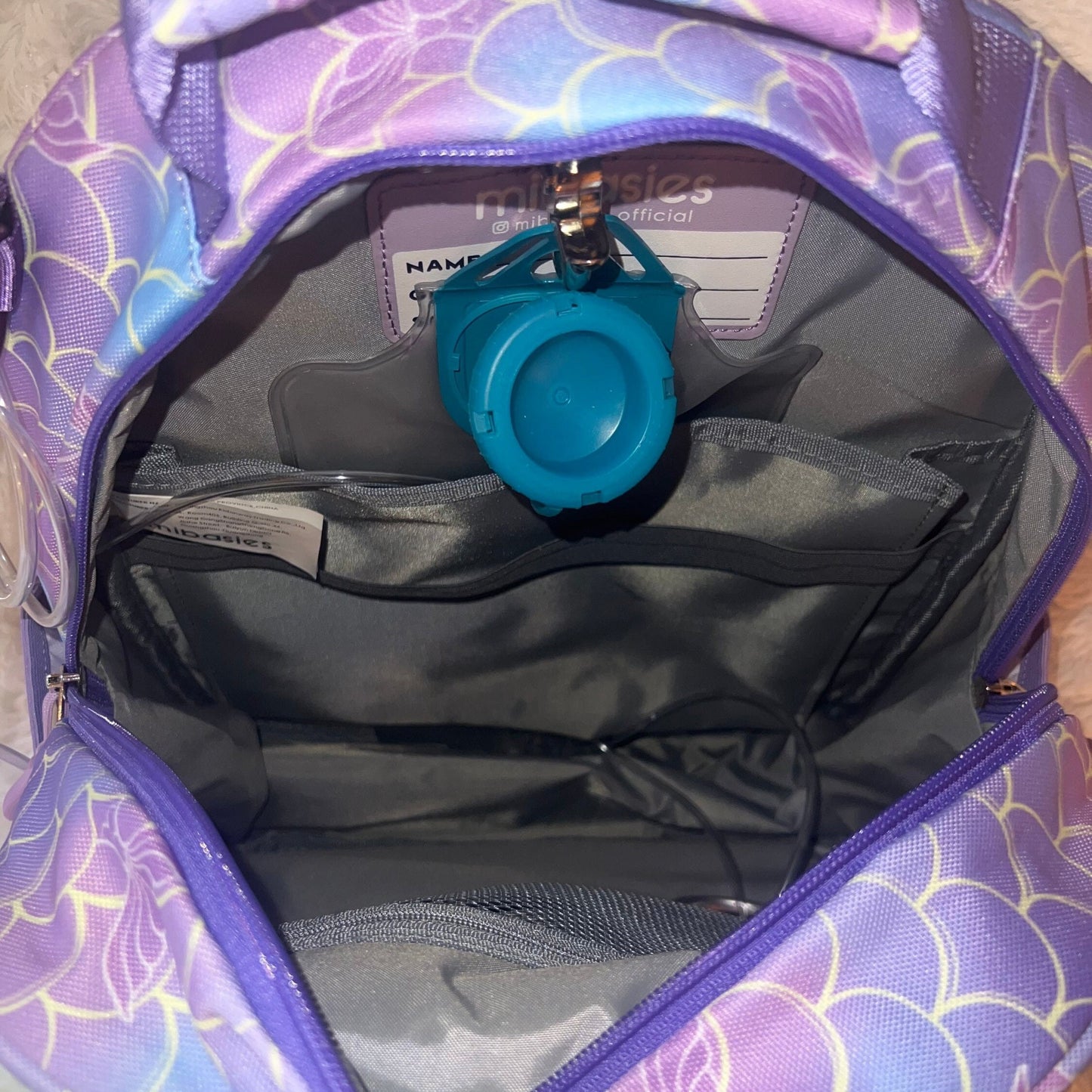 Medium/Large 15” | Gtube Modified Feeding Tube Backpack | Purple Mermaid | For EnteraLite Infinity Feeding Pump