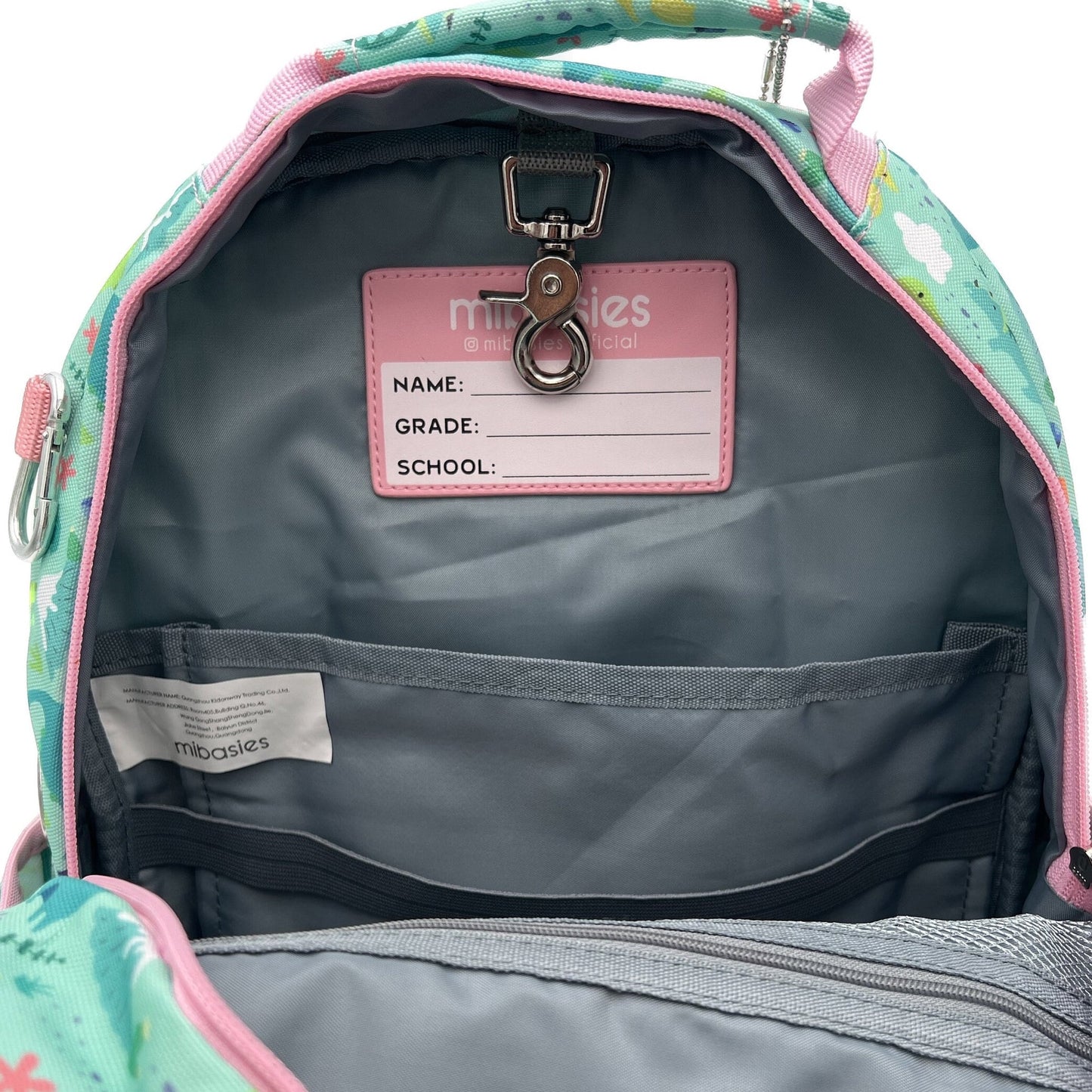 Medium/Large 15” | Gtube Modified Feeding Tube Backpack | Teal Dinosaurs | For EnteraLite Infinity Feeding Pump