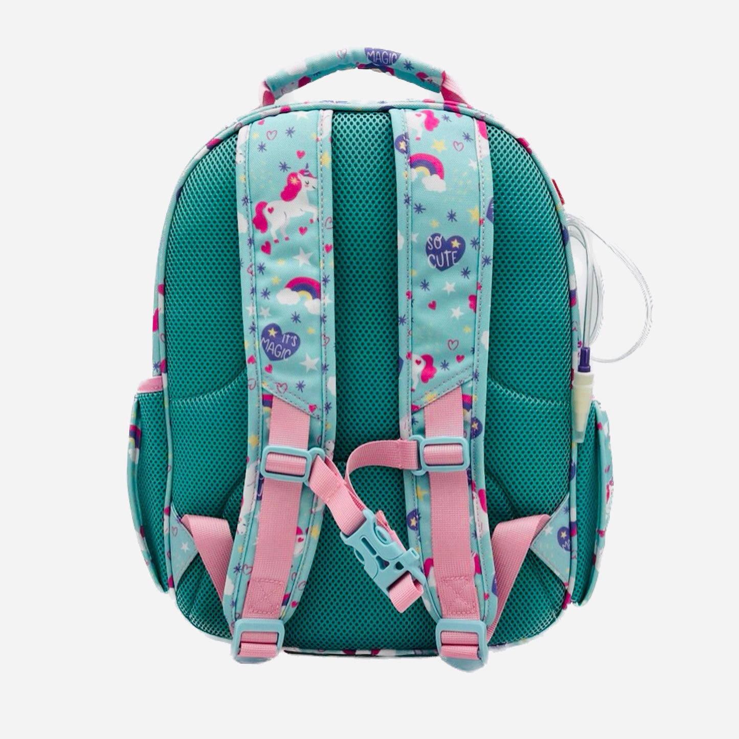 Medium/Large 15” | Gtube Modified Feeding Tube Backpack | Mint Blue Unicorn | For EnteraLite Infinity Feeding Pump