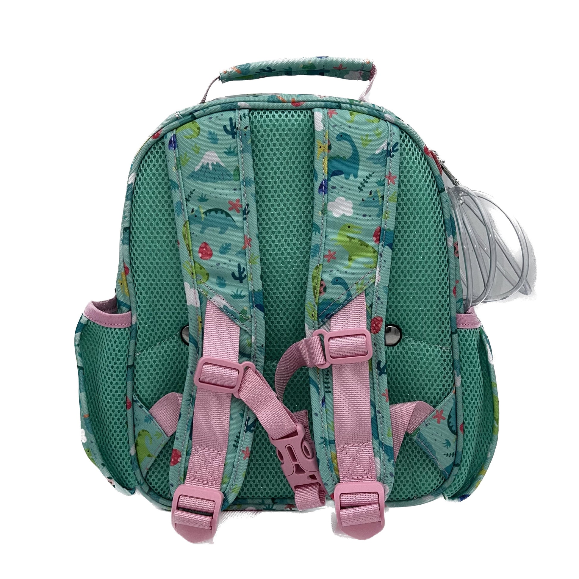 Small Feeding Tube Backpack | Teal and Pink Dinosaurs | For EnteraLite Infinity Feeding Pump, Kangaroo Joey / Omni | 12”