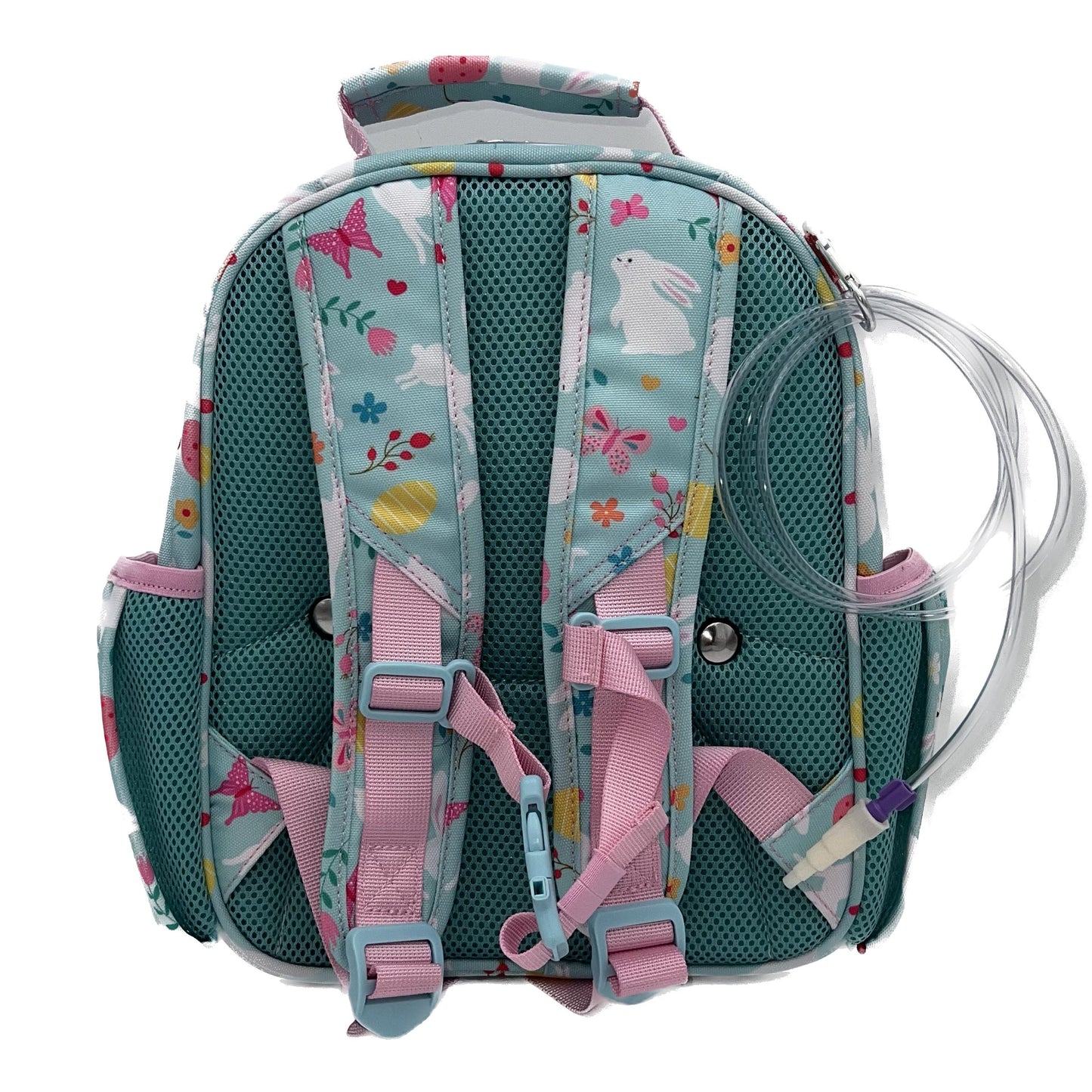 Small Feeding Tube Backpack | Blue and Pink Bunny | For EnteraLite Infinity Feeding Pump | 12”