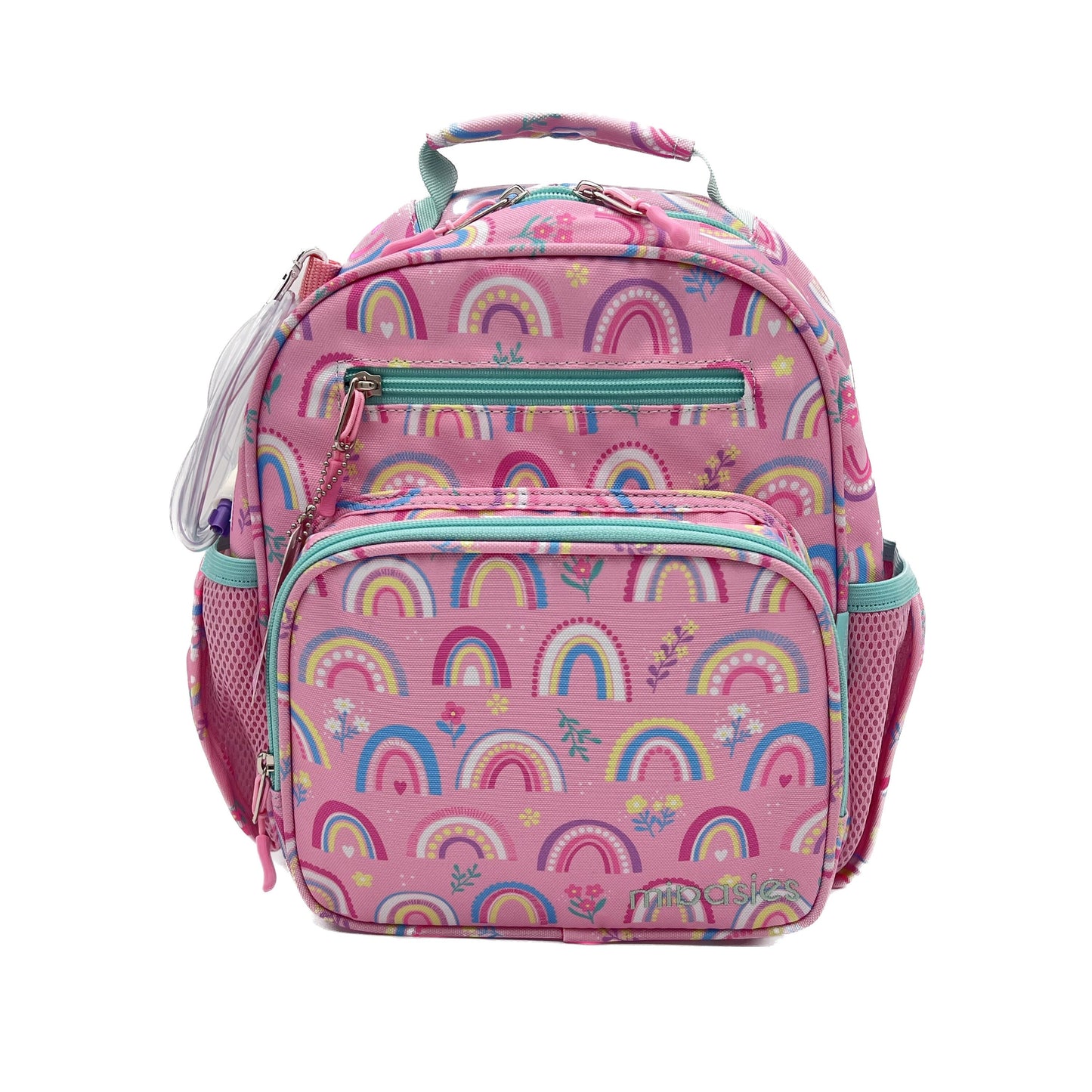 Small Feeding Tube Backpack | Pink Rainbows | For EnteraLite Infinity Feeding Pump | 12”