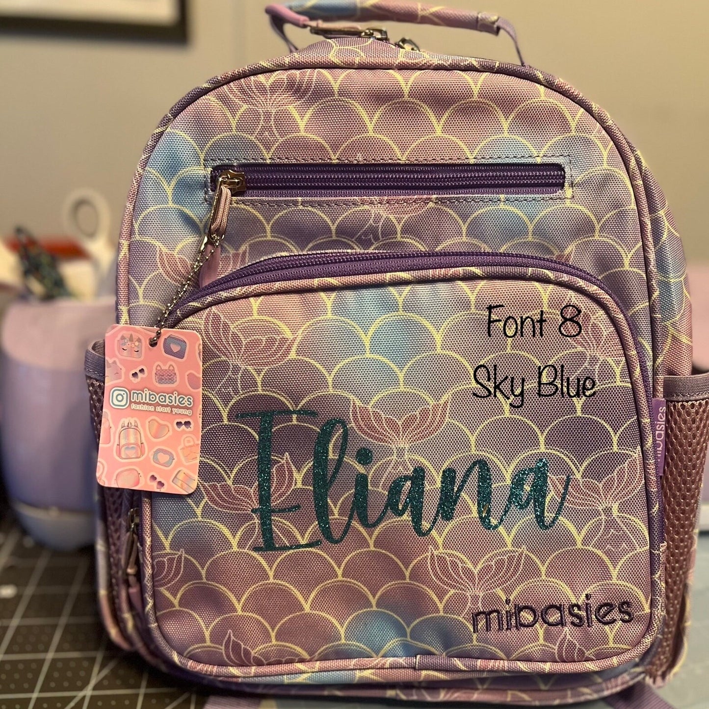 Small Feeding Tube Backpack | Purple Mermaid | For EnteraLite Infinity Feeding Pump | 12”