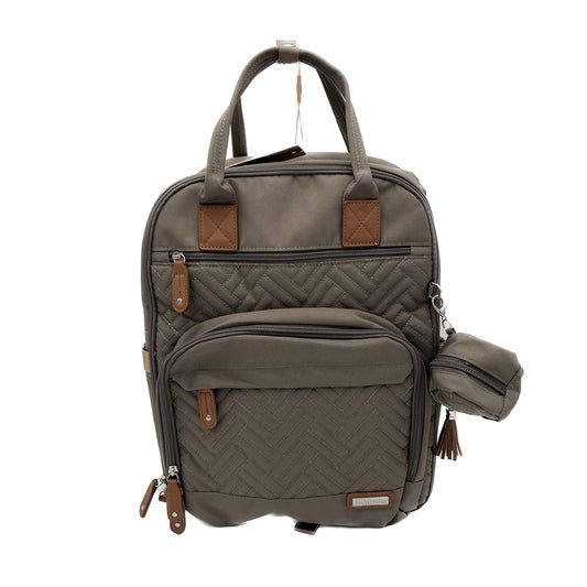 GTube Modified Tube Feeding Backpack | Khaki, Quilted | Large, 16.5” | Adapted for use with Enteralite Infinity and Kangaroo Joey