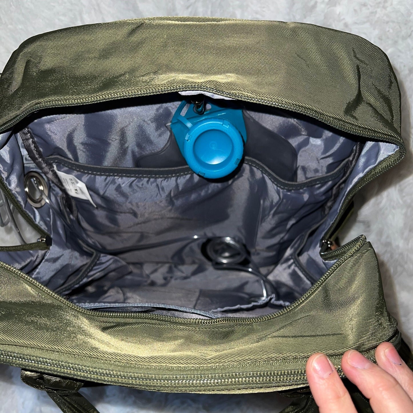 GTube Modified Tube Feeding Backpack | Khaki, Quilted | Large, 16.5” | Adapted for use with Enteralite Infinity and Kangaroo Joey
