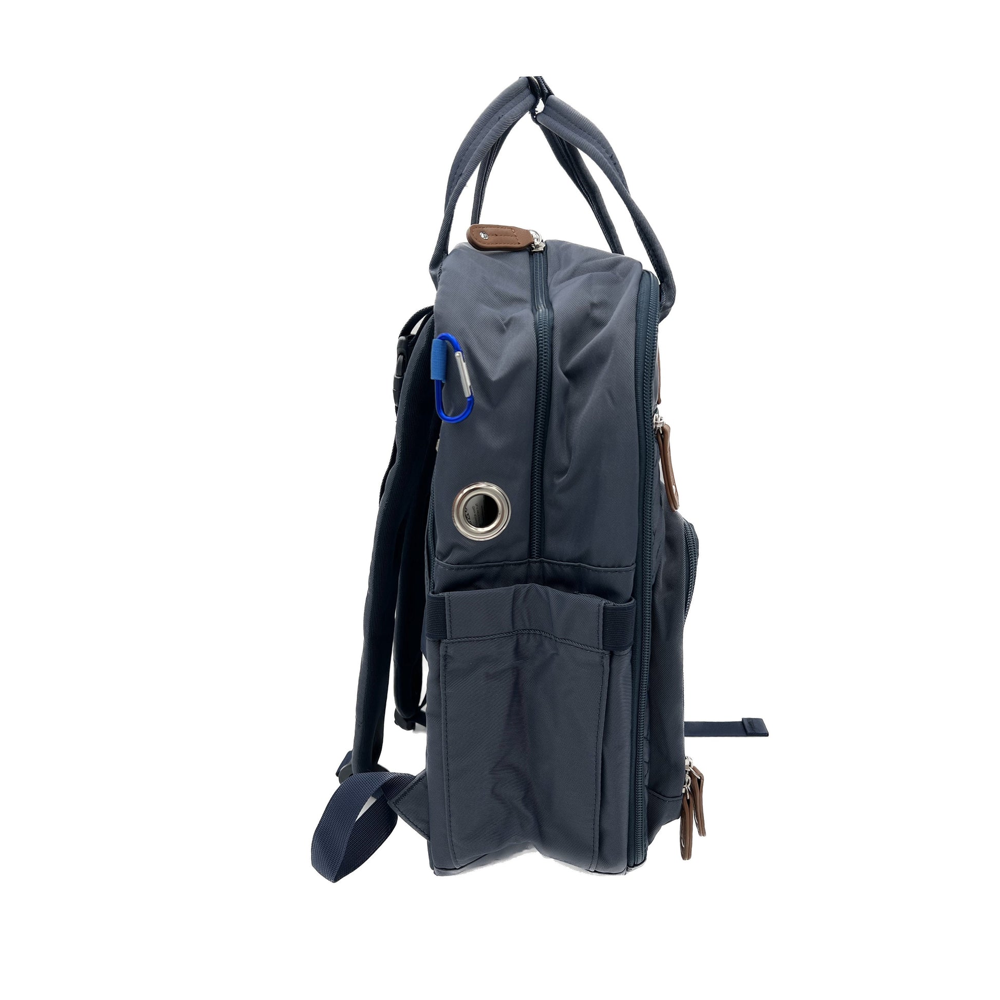 GTube Modified Tube Feeding Backpack | Navy Blue, Quilted | Large, 16.5” | Adapted for use with Enteralite Infinity and Kangaroo Joey