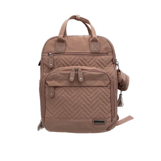 GTube Modified Tube Feeding Backpack | Rose Gold Pink, Quilted | Large, 16.5” | Adapted for use with Enteralite Infinity and Kangaroo Joey