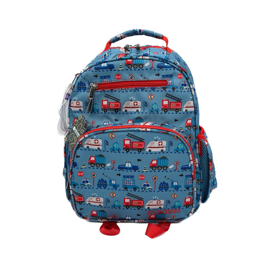 Medium/Large 15” | Gtube Modified Feeding Tube Backpack | Blue and Red Vehicles | For EnteraLite Infinity Feeding Pump