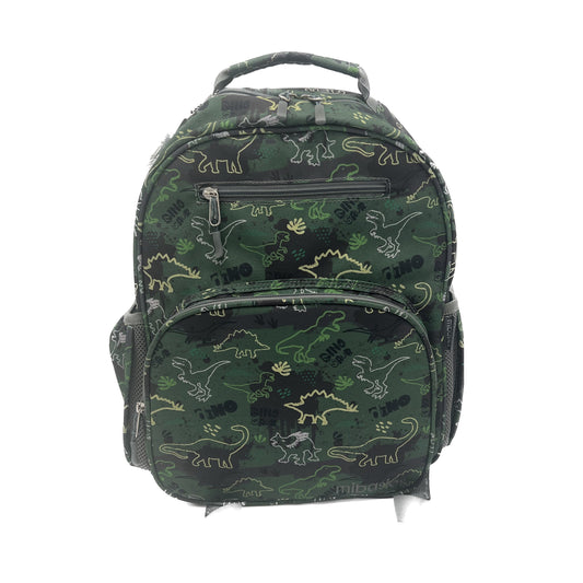 Medium/Large 15” | Gtube Modified Feeding Tube Backpack | Green Camo Dinosaurs | For EnteraLite Infinity Feeding Pump