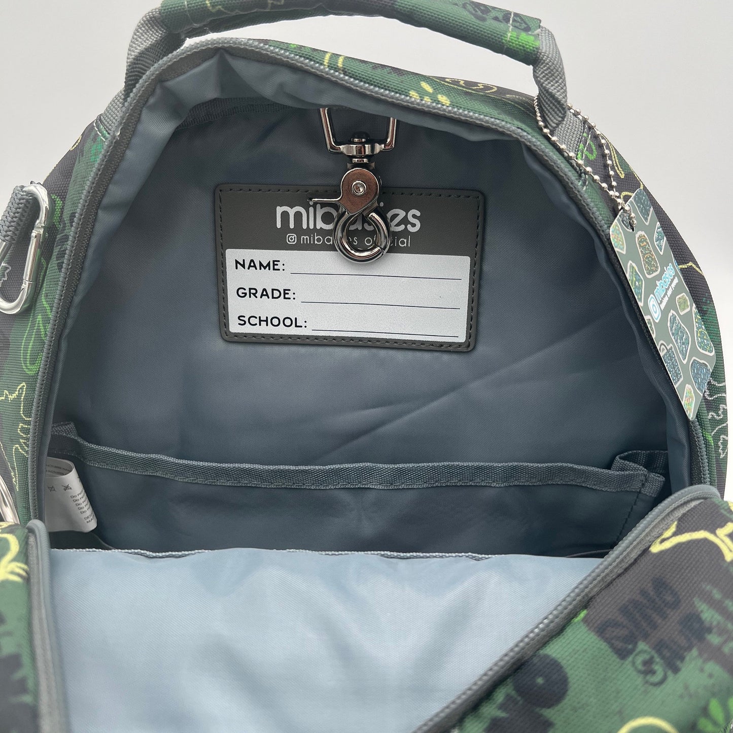 Medium/Large 15” | Gtube Modified Feeding Tube Backpack | Green Camo Dinosaurs | For EnteraLite Infinity Feeding Pump