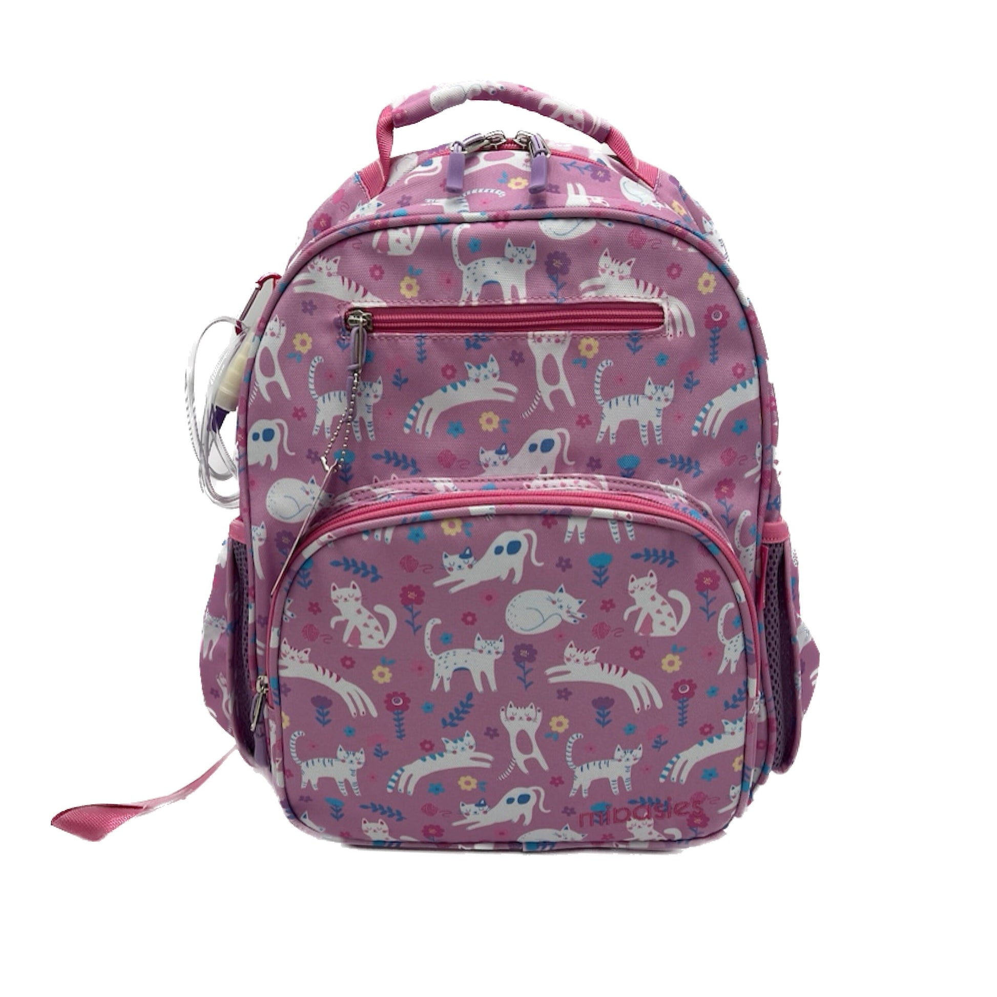 Medium/Large 15” | Gtube Modified Feeding Tube Backpack | Pink Cats | For EnteraLite Infinity Feeding Pump