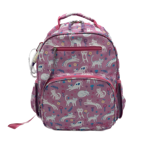 Medium/Large 15” | Gtube Modified Feeding Tube Backpack | Pink Cats | For EnteraLite Infinity Feeding Pump