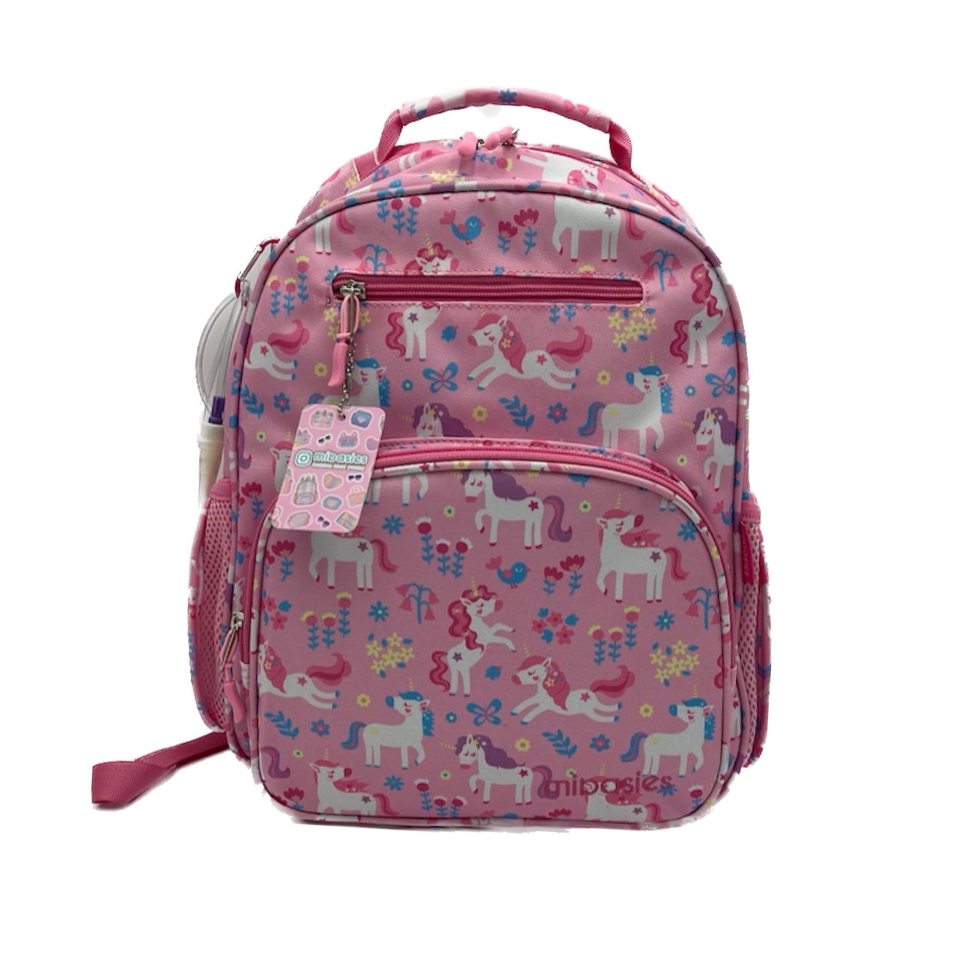 Medium/Large 15” | Gtube Modified Feeding Tube Backpack | Pink Unicorn | For EnteraLite Infinity Feeding Pump