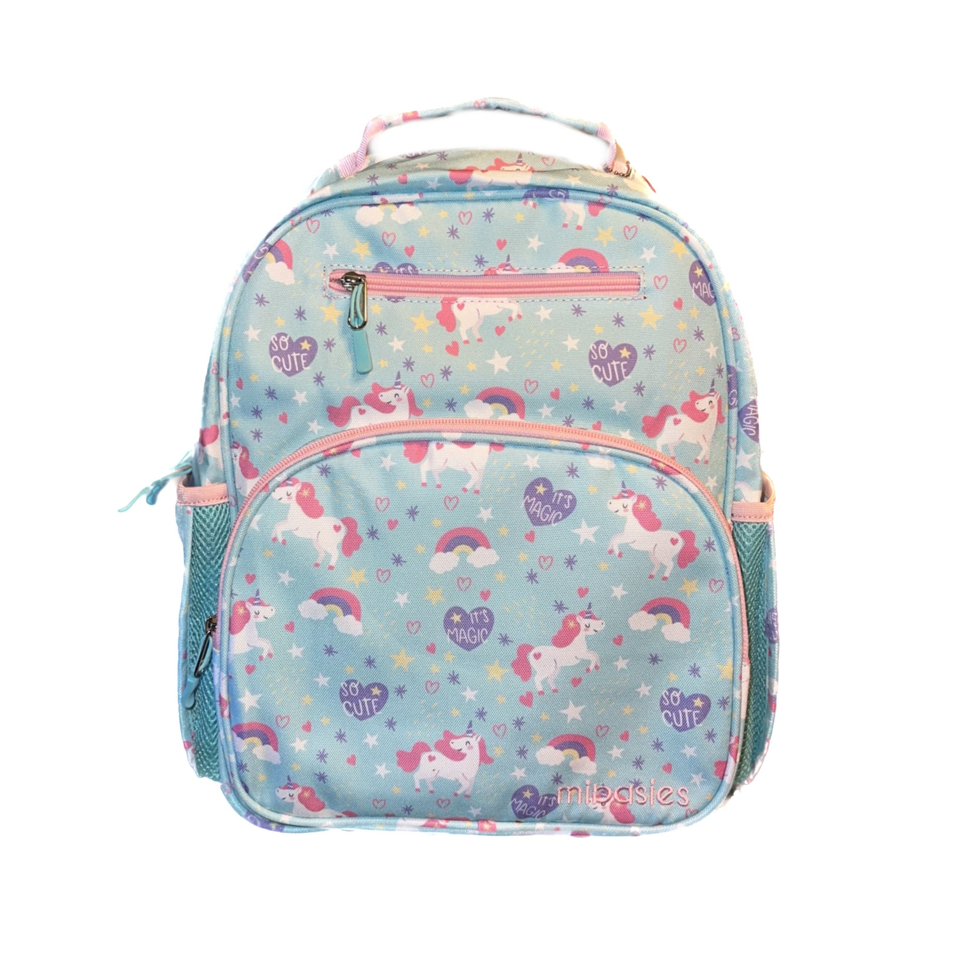 Medium/Large 15” | Gtube Modified Feeding Tube Backpack | Mint Blue Unicorn | For EnteraLite Infinity Feeding Pump