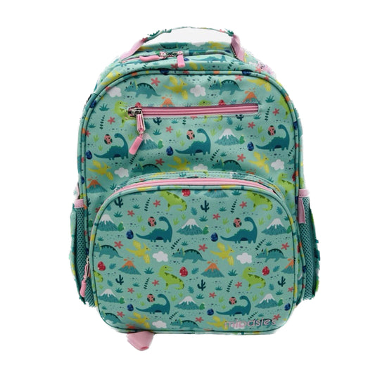 Medium/Large 15” | Gtube Modified Feeding Tube Backpack | Teal Dinosaurs | For EnteraLite Infinity Feeding Pump