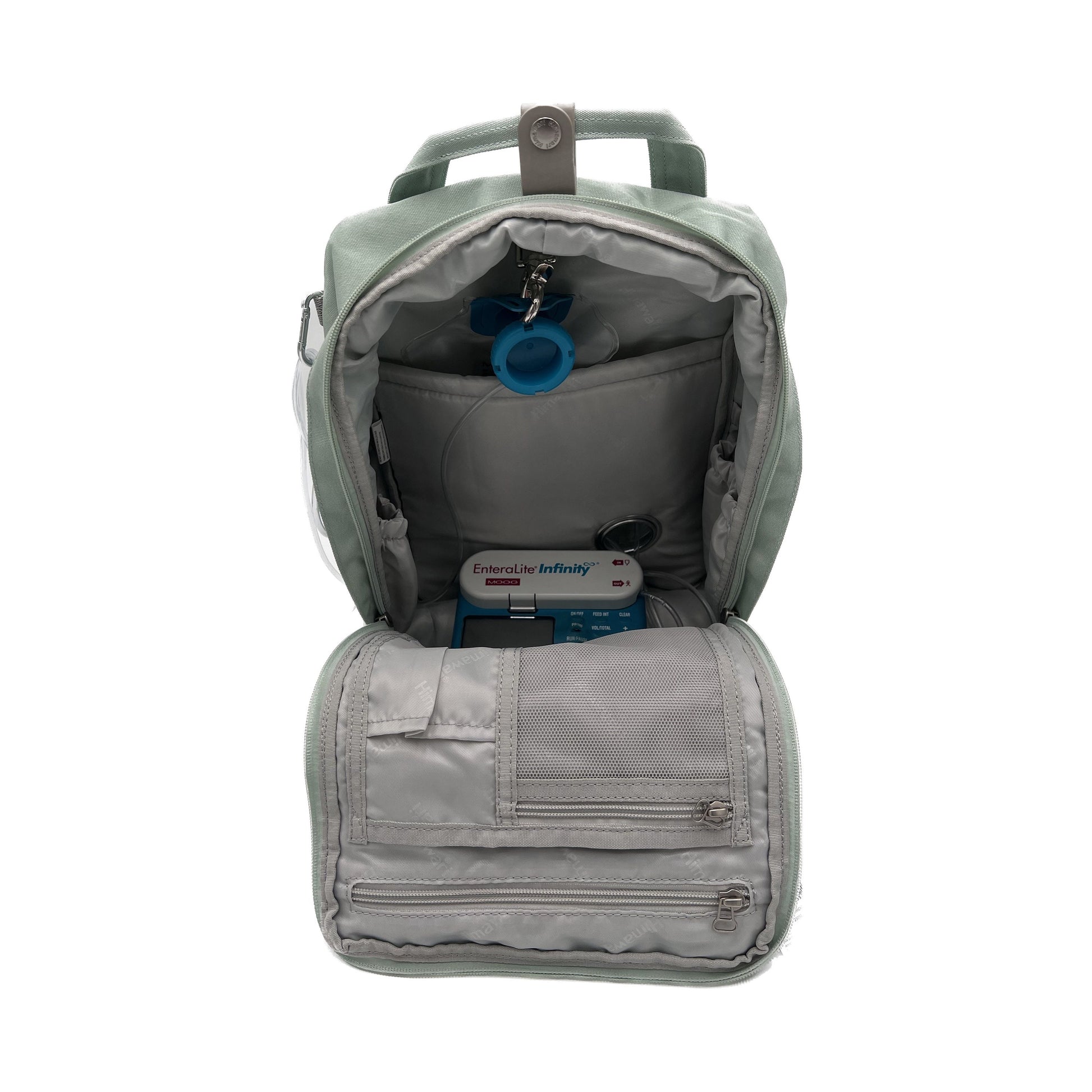 Medium Feeding Tube Backpack | Light Mint |Adapted for Kangaroo Joey and Enteralite Infinity