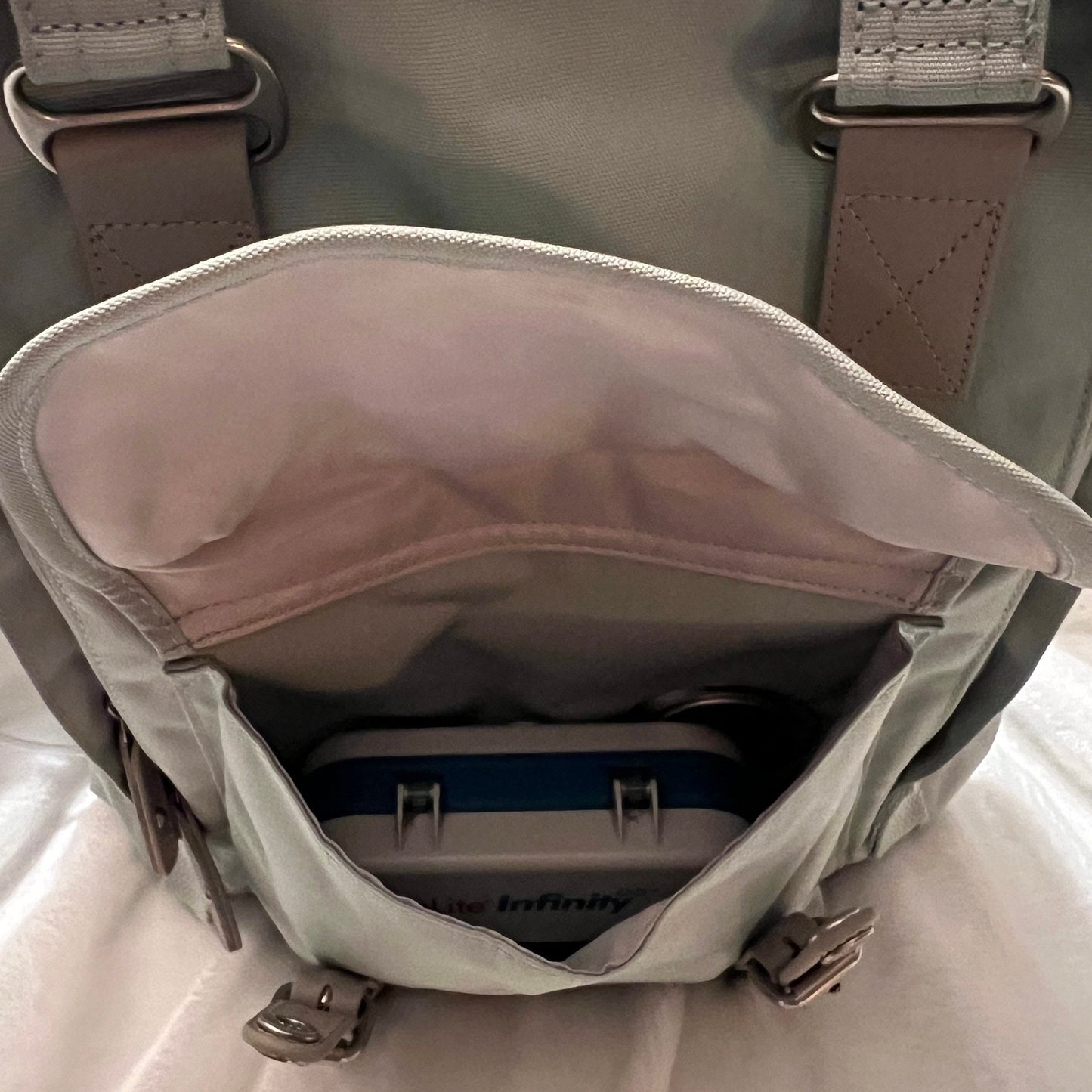 Medium Feeding Tube Backpack | Light Grey | Adapted for Kangaroo Joey and Enteralite Infinity | 14”