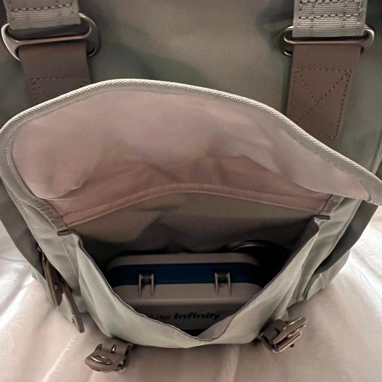 Medium Feeding Tube Backpack | Beige | Adapted for Kangaroo Joey and Enteralite Infinity | 14”