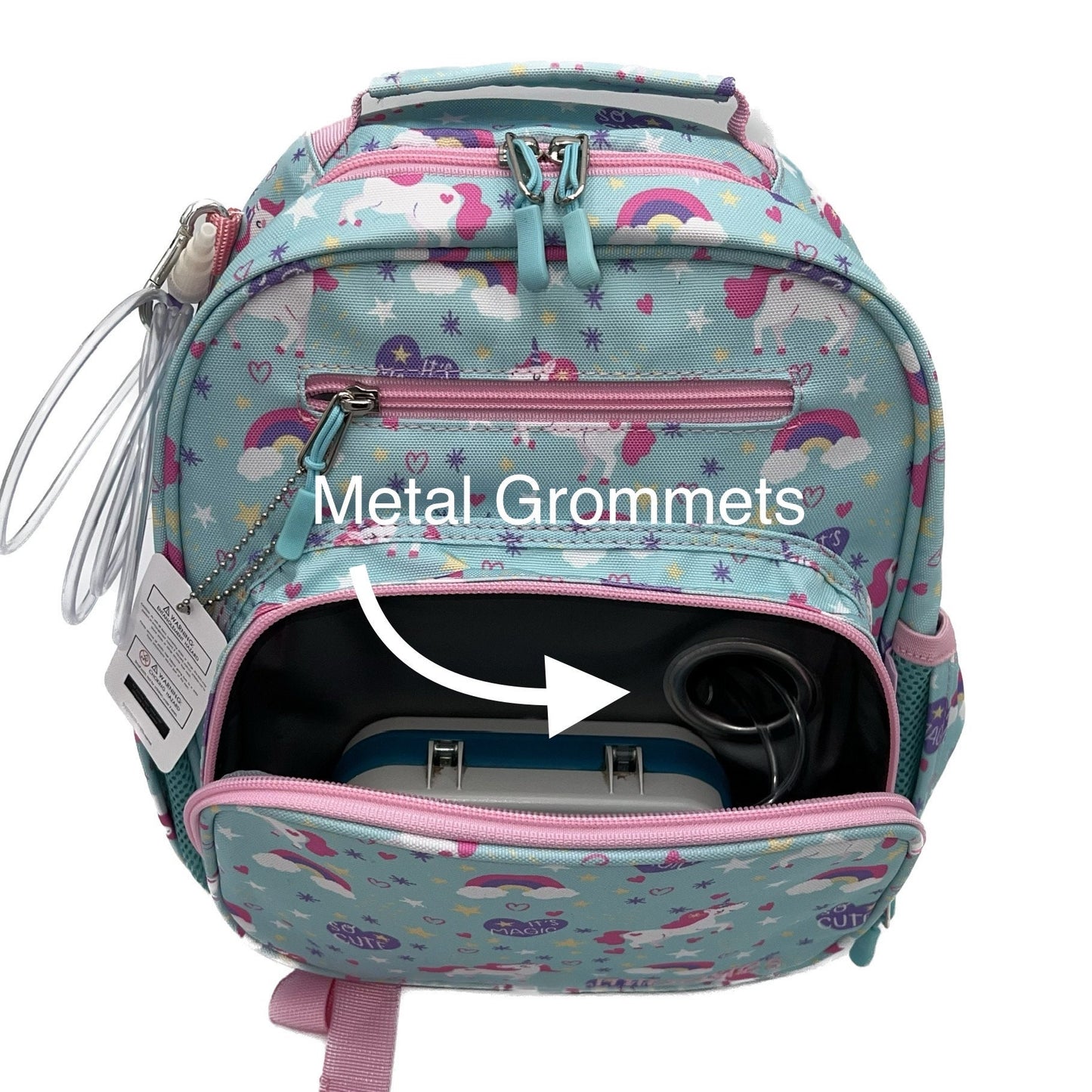 Small Feeding Tube Backpack | Blue Unicorn | For EnteraLite Infinity Feeding Pump, Kangaroo Joey / Omni | 12”