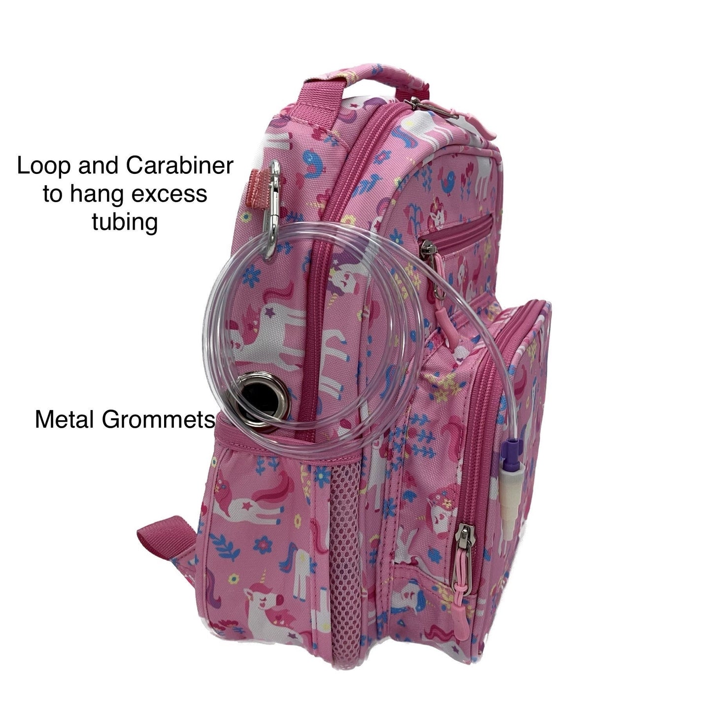 Small Feeding Tube Backpack | Pink Flower Unicorn | For EnteraLite Infinity Feeding Pump, Kangaroo Joey / Omni | 12”