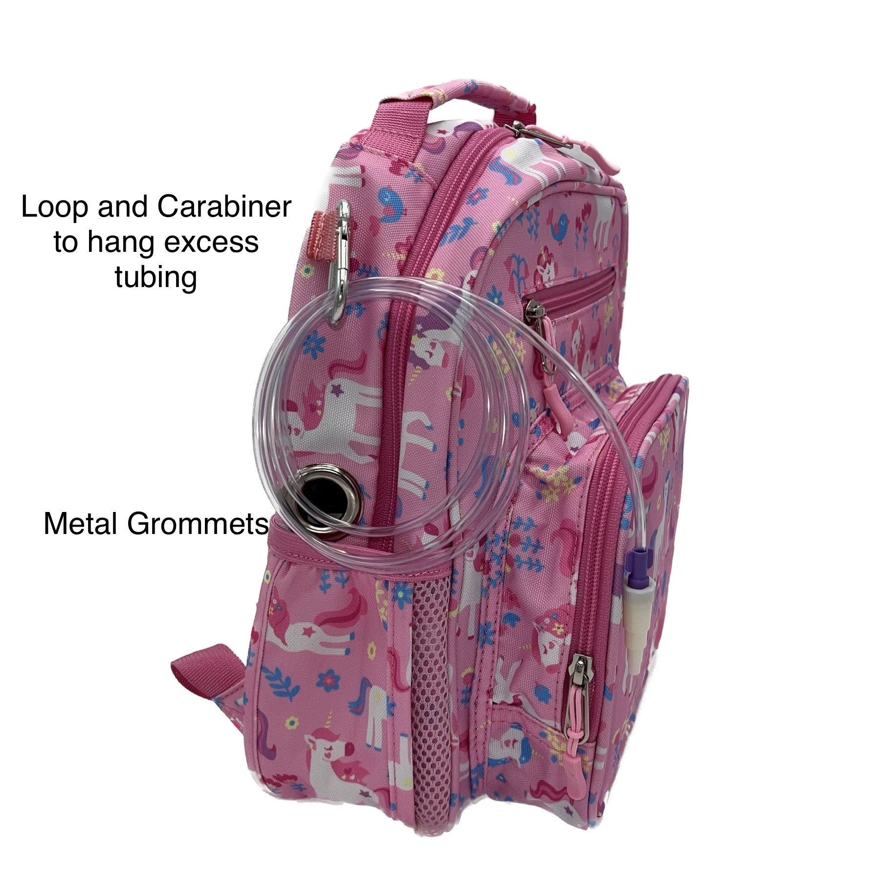 Small Feeding Tube Backpack | Pink Flower Unicorn | For EnteraLite Infinity Feeding Pump, Kangaroo Joey / Omni | 12”
