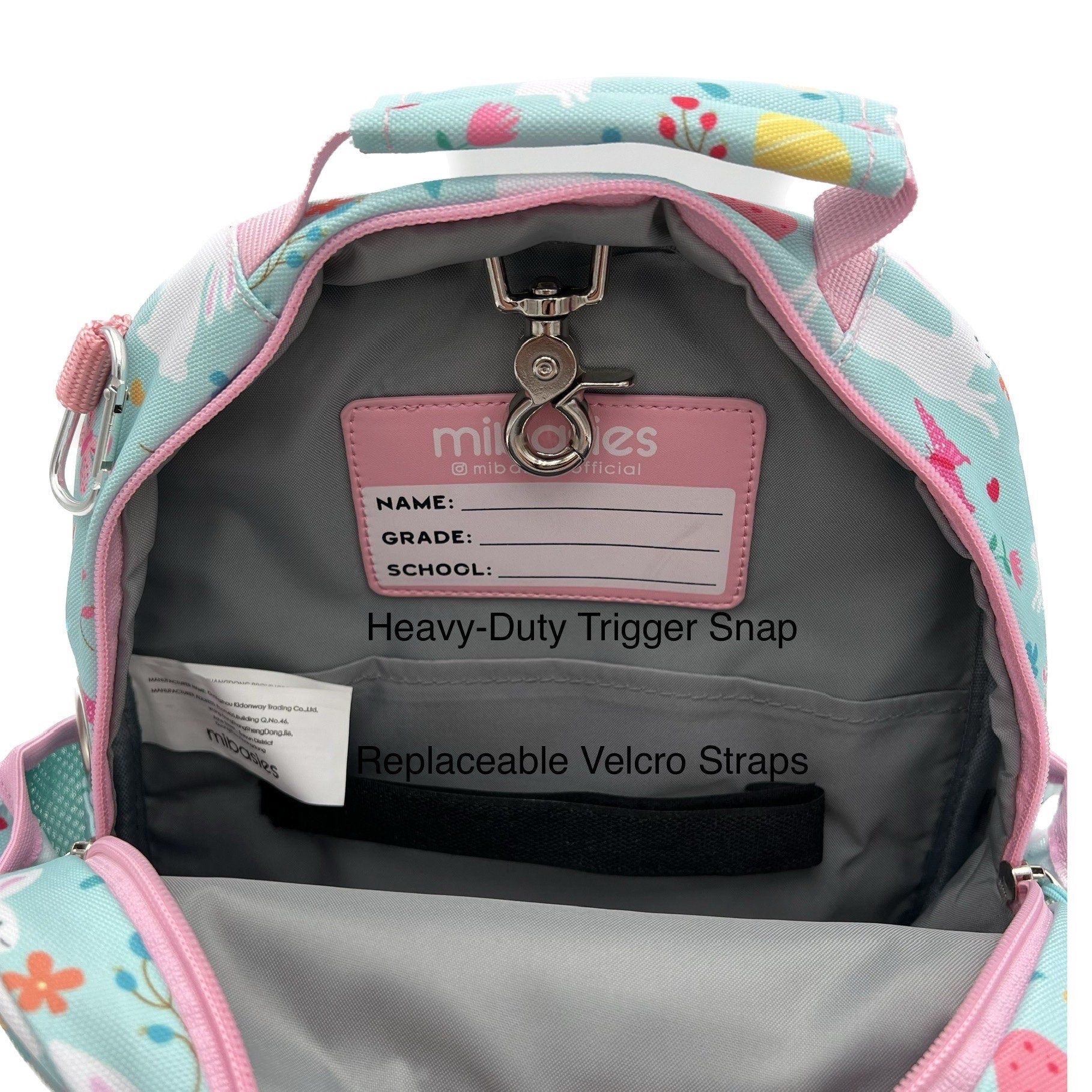 Small Feeding Tube Backpack | Blue and Pink Bunny | For EnteraLite Infinity Feeding Pump | 12”