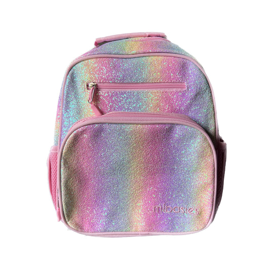 Small Feeding Tube Backpack | Pink Glitter Rainbow | For EnteraLite Infinity Feeding Pump | 12”