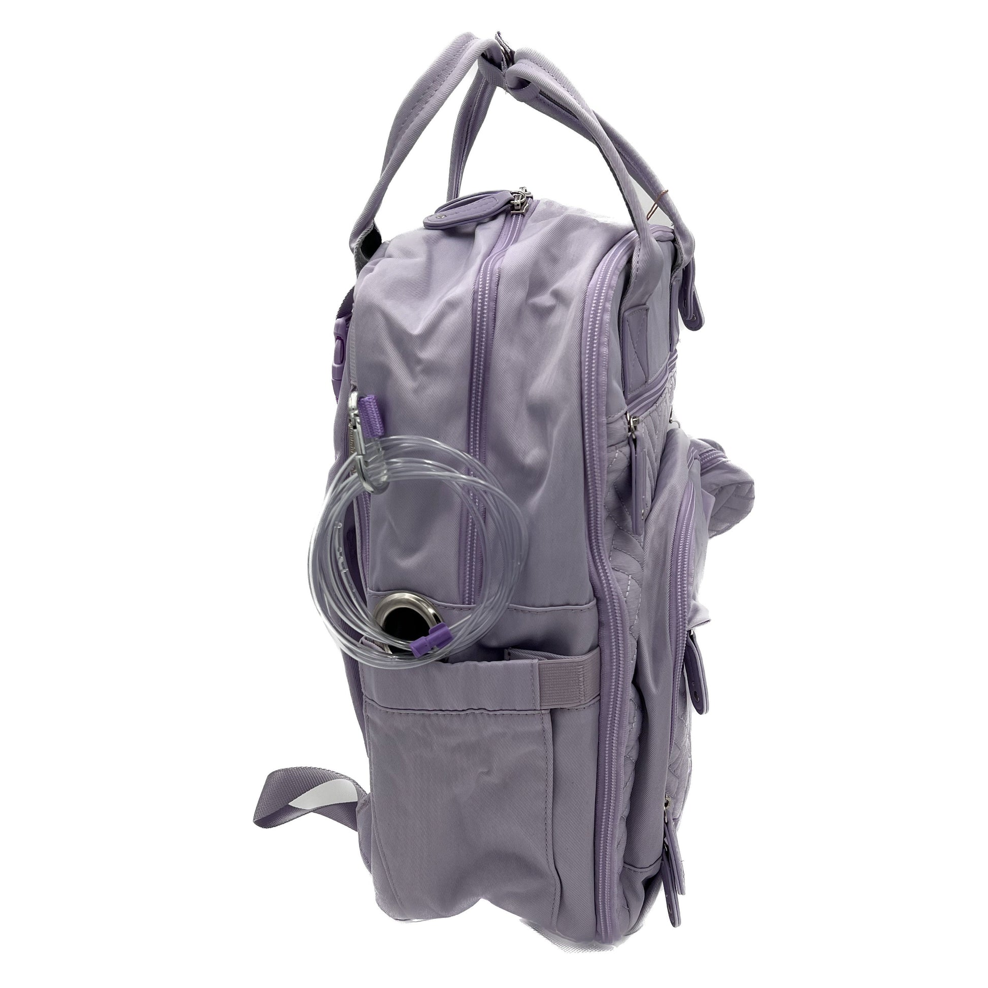 GTube Modified Tube Feeding Backpack | Taro Purple, Quilted | Large, 16.5” | Adapted for use with Enteralite Infinity and Kangaroo Joey