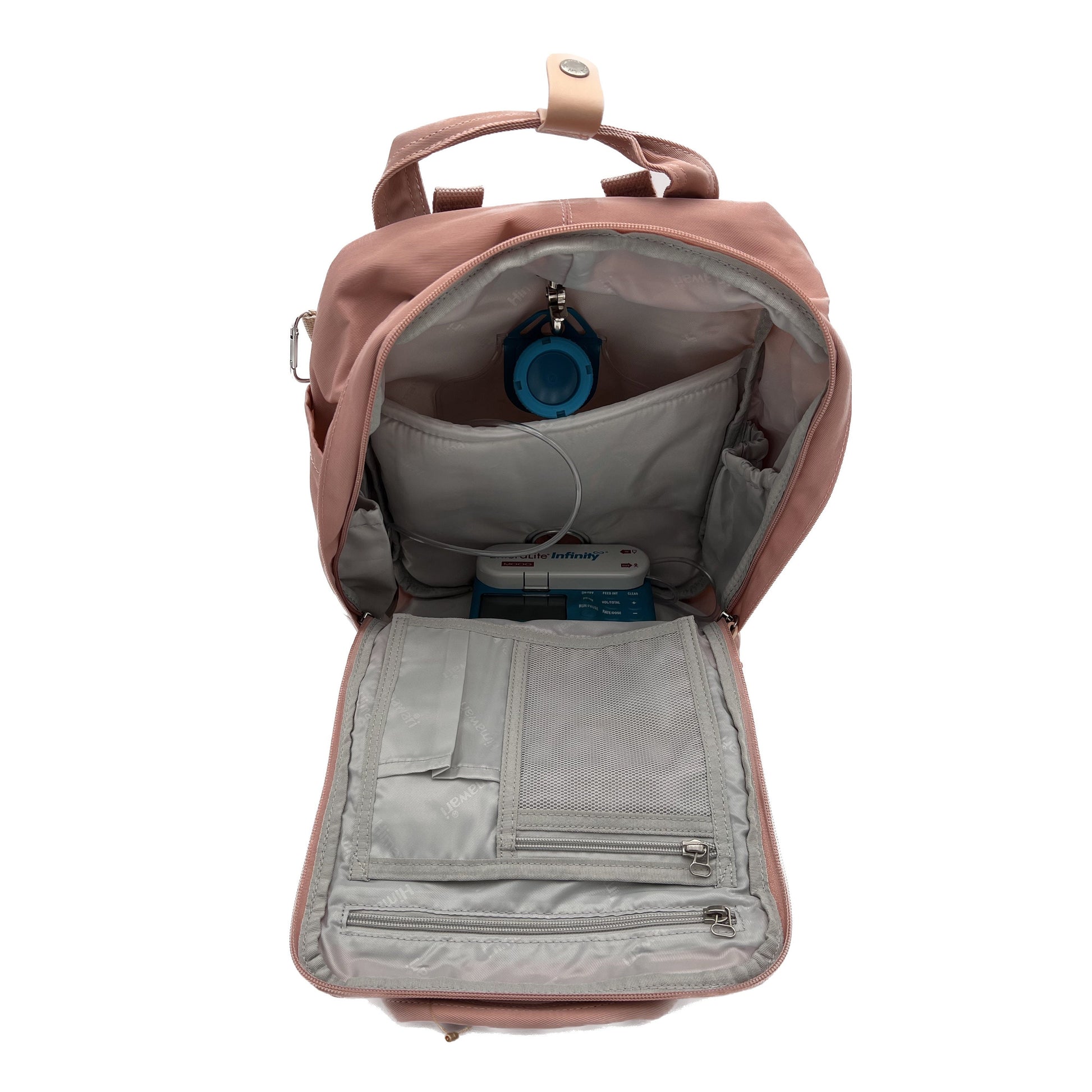 Medium Feeding Tube Backpack | Pastel Pink, Blue, and Cream | Adapted for Kangaroo Joey and Enteralite Infinity | 14”
