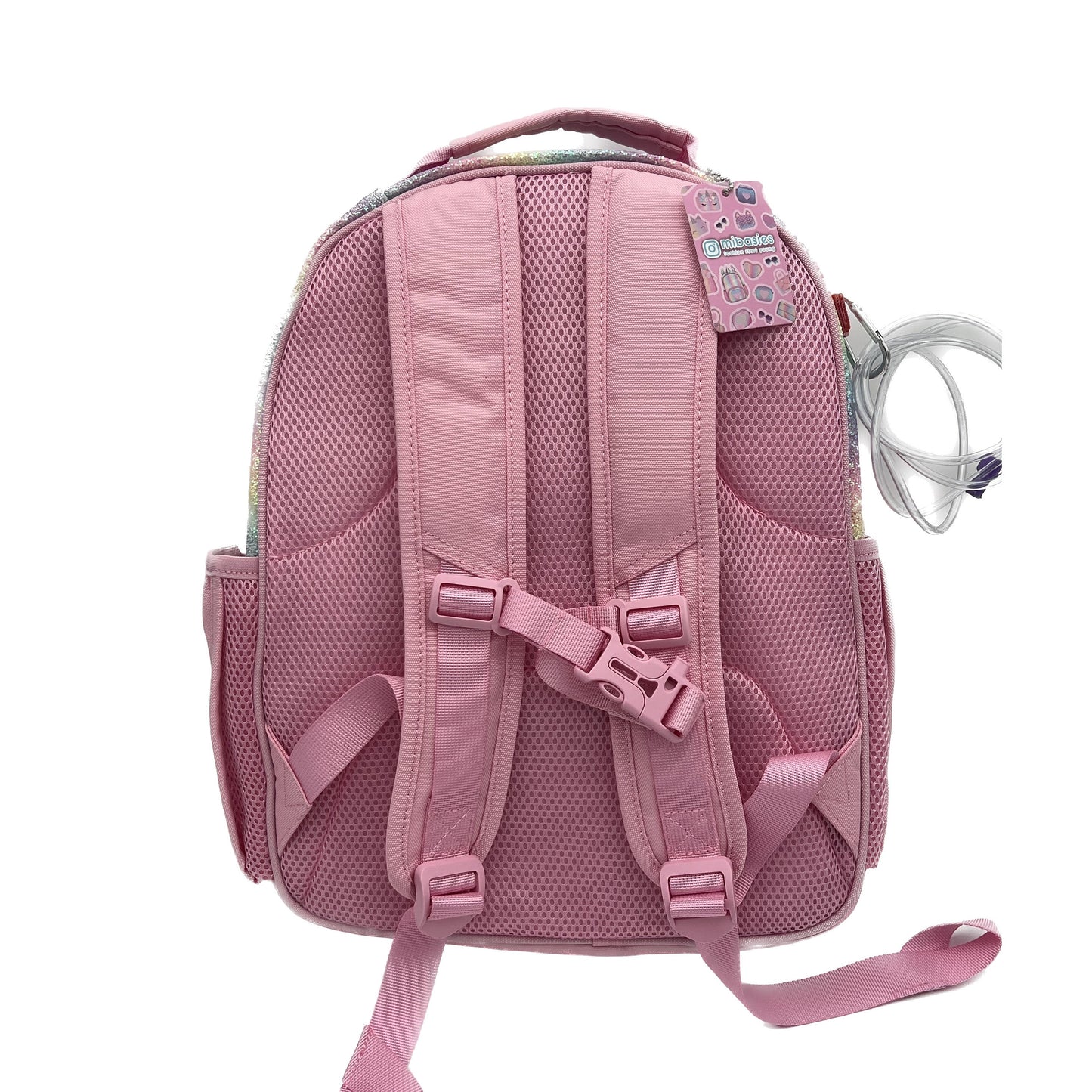 Medium/Large 15” | Gtube Modified Feeding Tube Backpack | Glitter Pink | For EnteraLite Infinity Feeding Pump