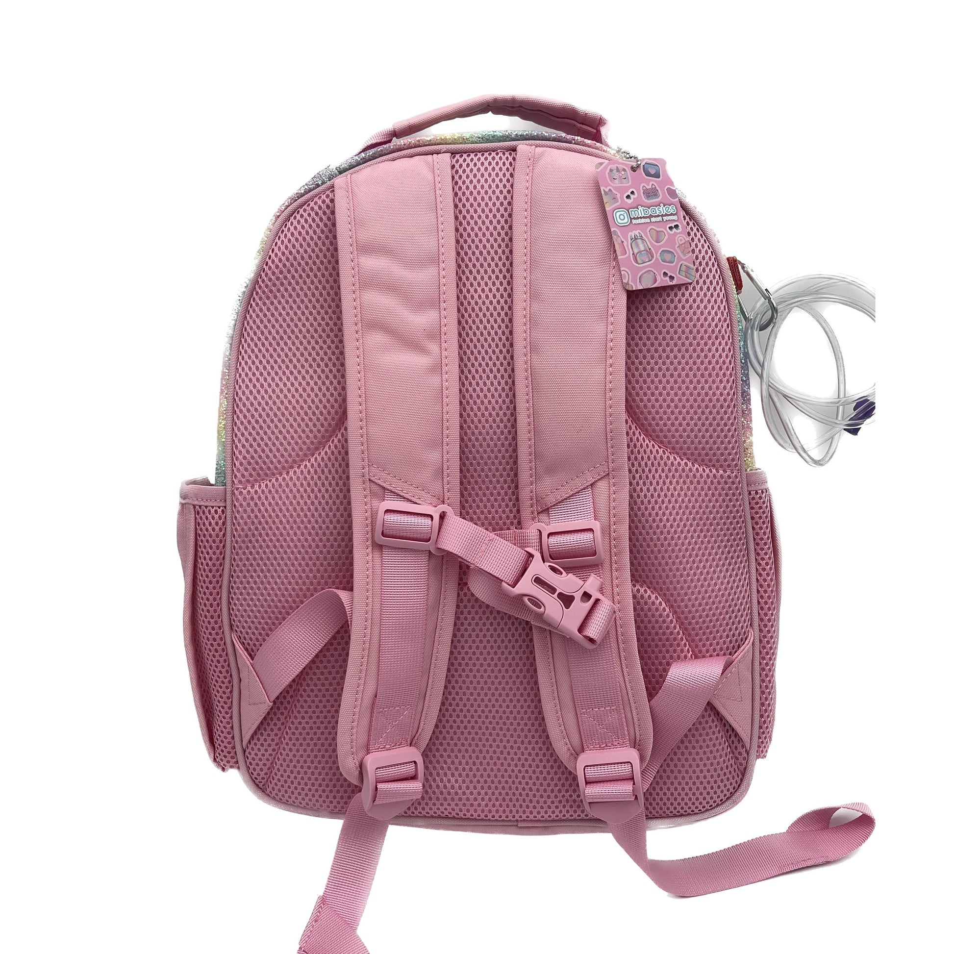 Medium/Large 15” | Gtube Modified Feeding Tube Backpack | Glitter Pink | For EnteraLite Infinity Feeding Pump