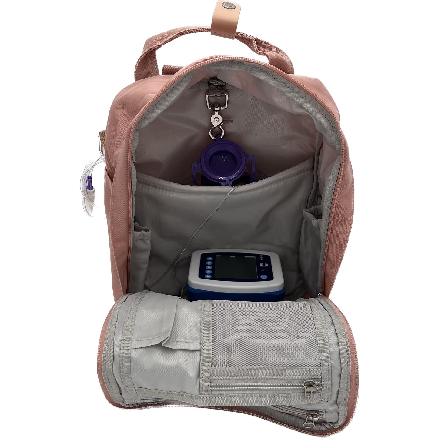 Medium Feeding Tube Backpack | Dusty Purple and Grey | Adapted for Kangaroo Joey and Enteralite Infinity | 14”