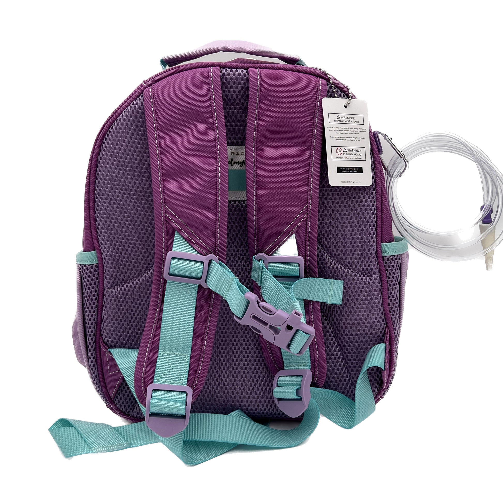 Small Feeding Tube Backpack | Dark/Light Purple and Teal | For EnteraLite Infinity Feeding Pump | 12”